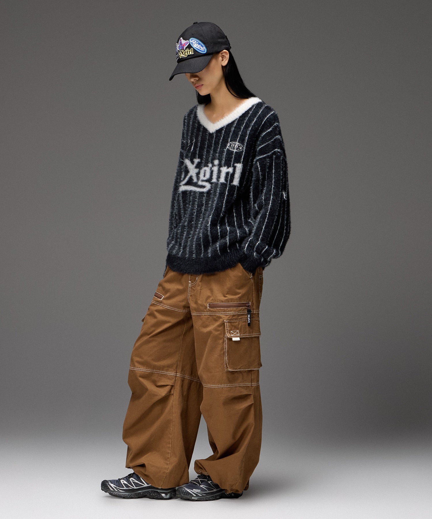 GAME SHIRT JACQUARD SHAGGY KNIT TOP