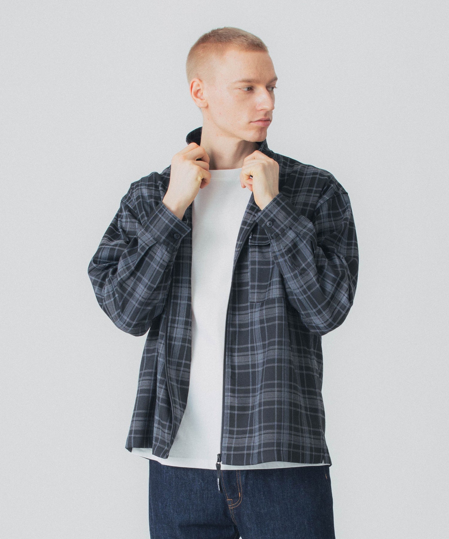 FULL ZIP PLAID SHIRT