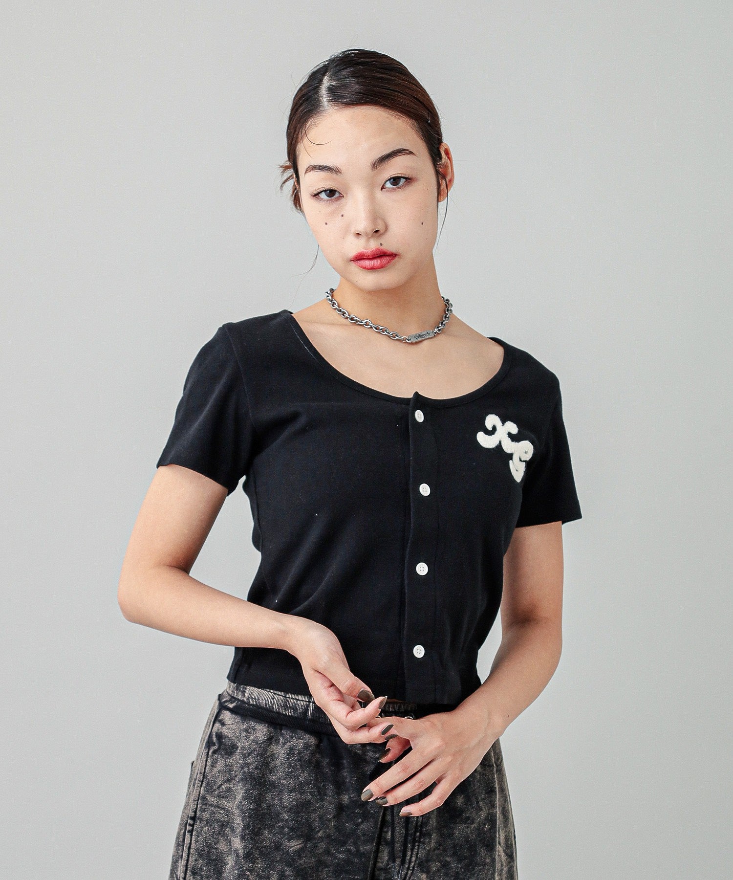CHENILLE EMBROIDERED LOGO CARDIGAN