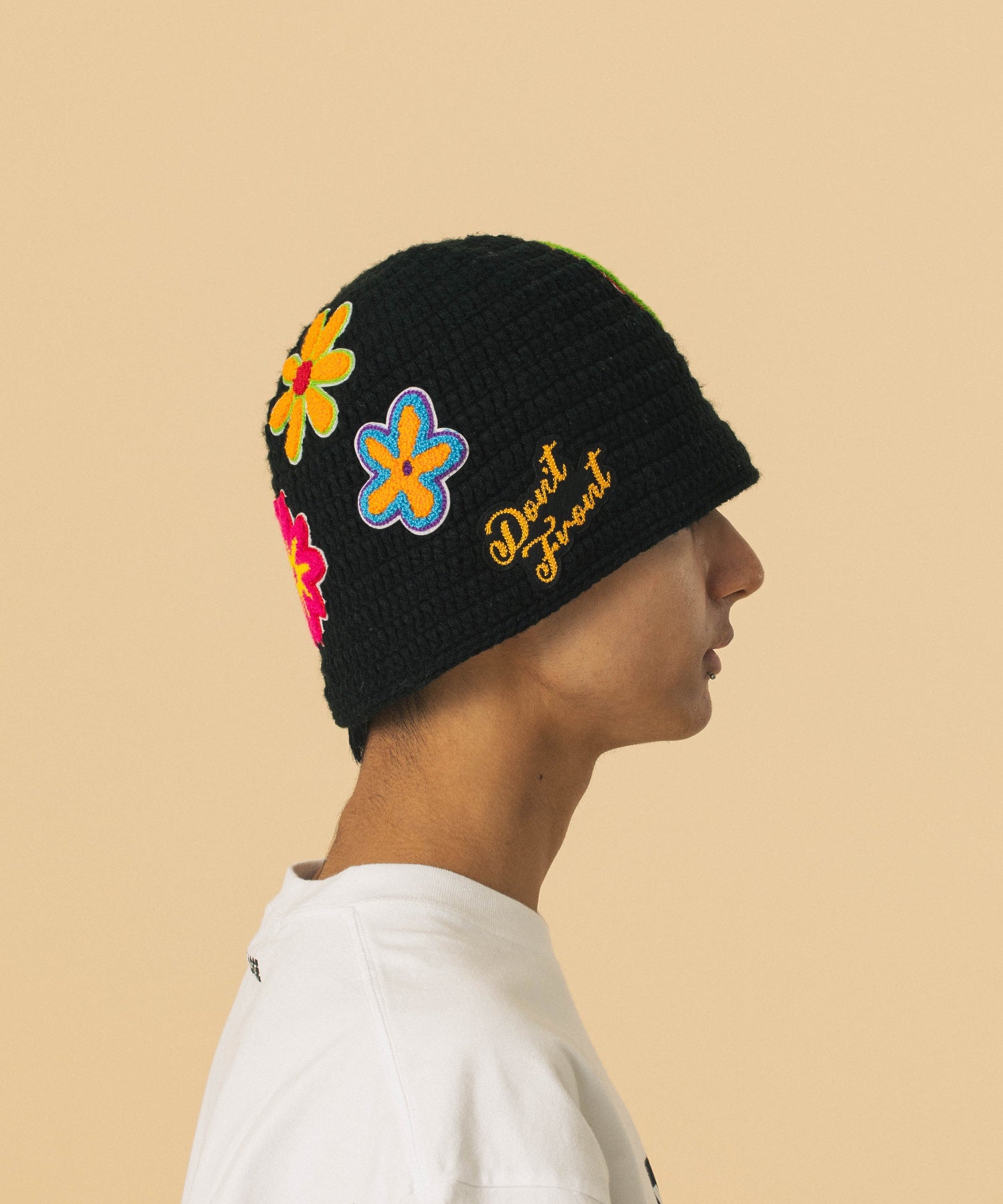 CROCHET FLOWER KNIT HAT