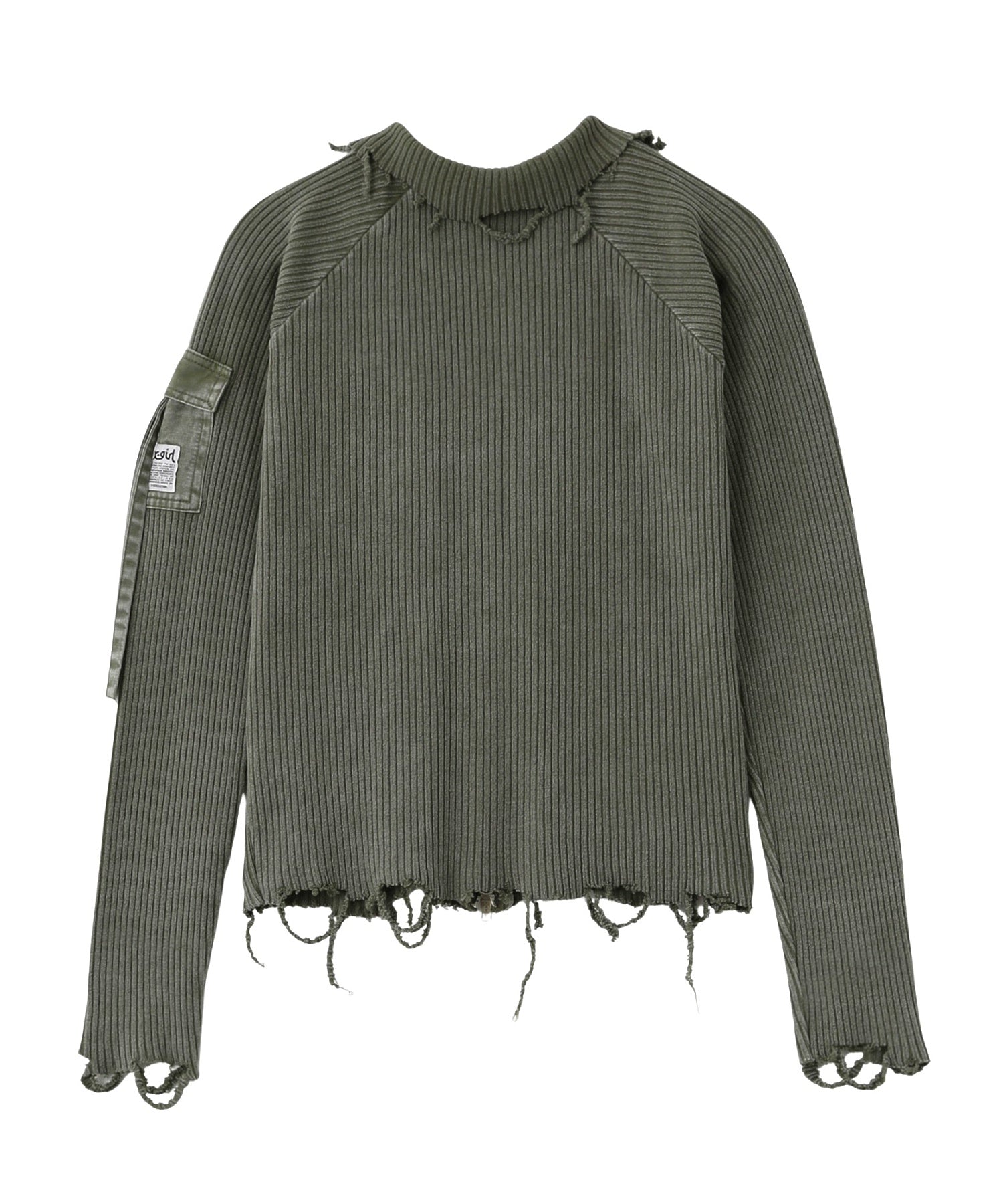 DISTRESSED WOVEN MIX ZIP UP TOP