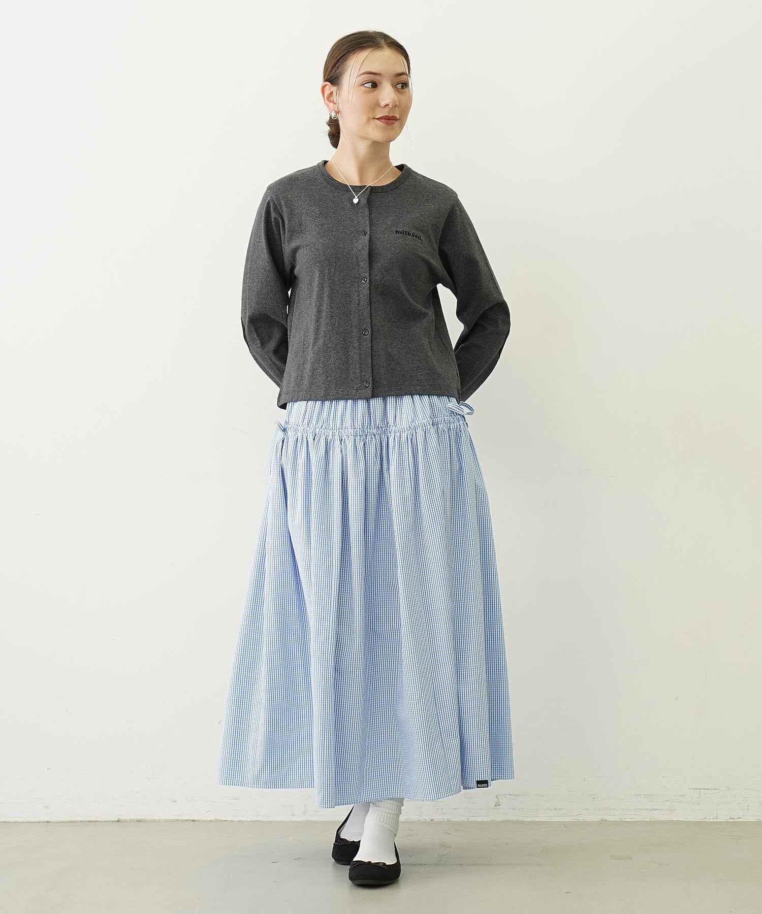 GINGHAM CHECK VOLUME SKIRT