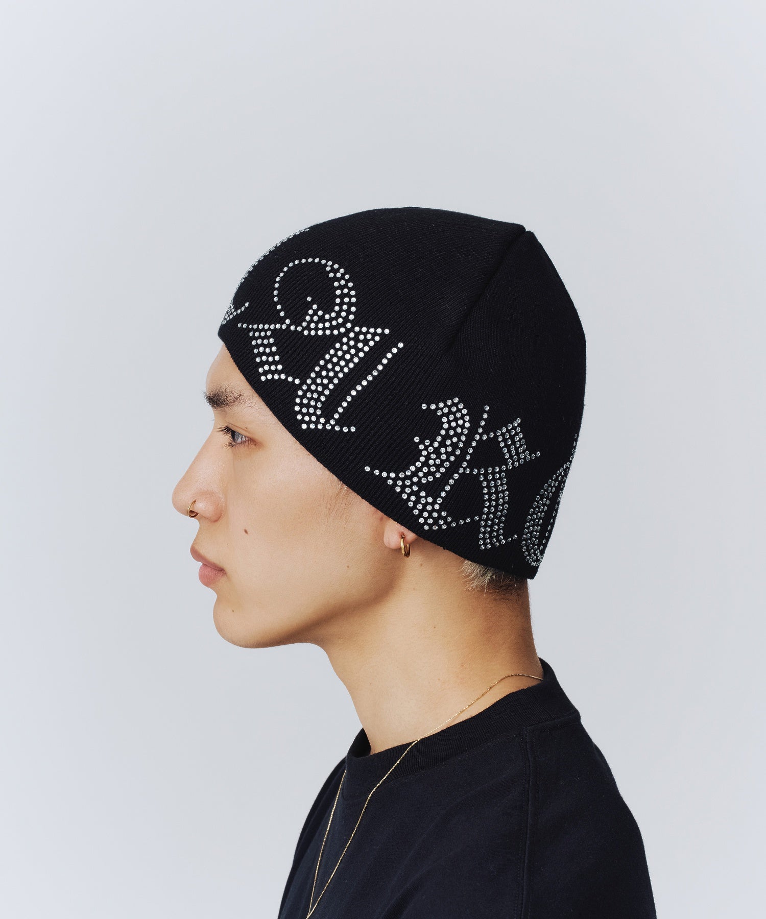 RHINESTONE LOGO KNIT CAP