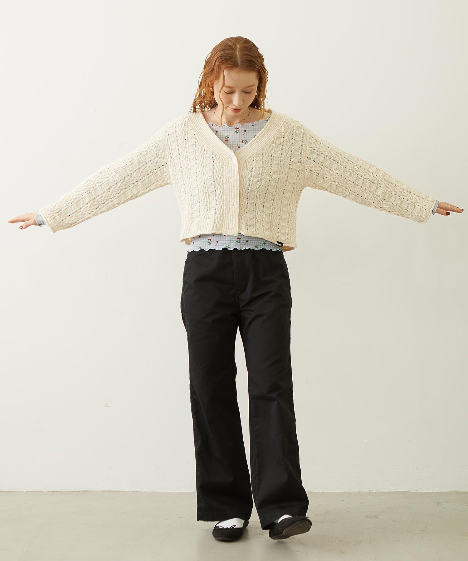 OPENWORK CABLE KNIT CARDIGAN