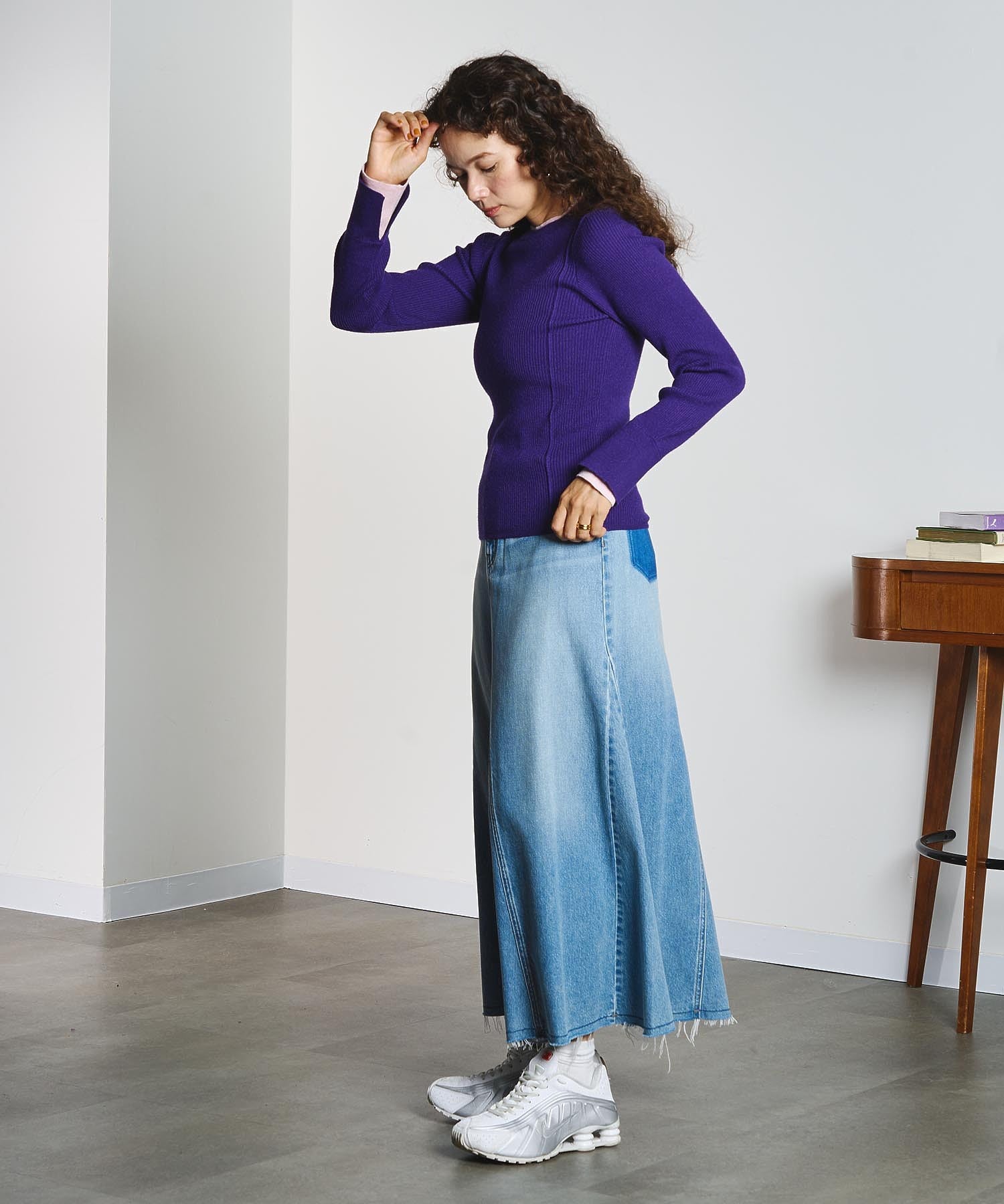 PANEL DENIM LONG SKIRT