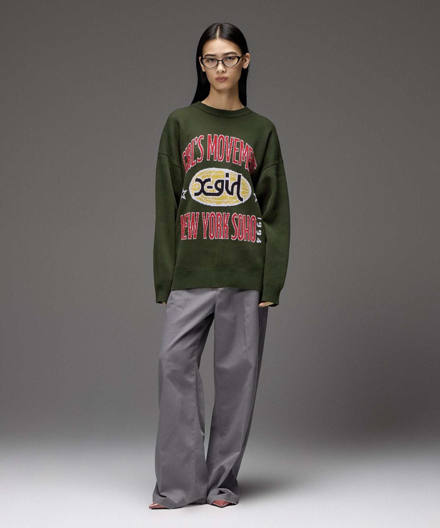 WORLD LOGO JACQUARD KNIT TOP