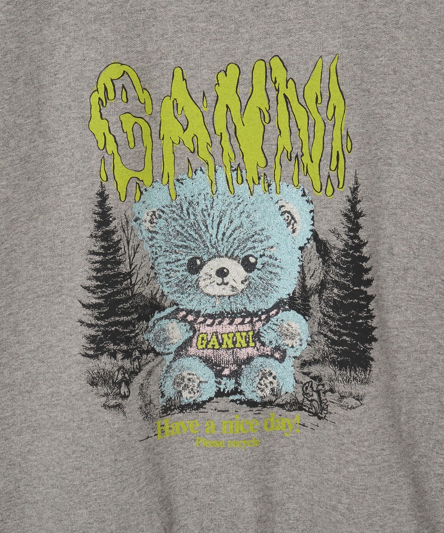 GANNI/ISOLI CREWNECK TEDDY FOREST PRINT