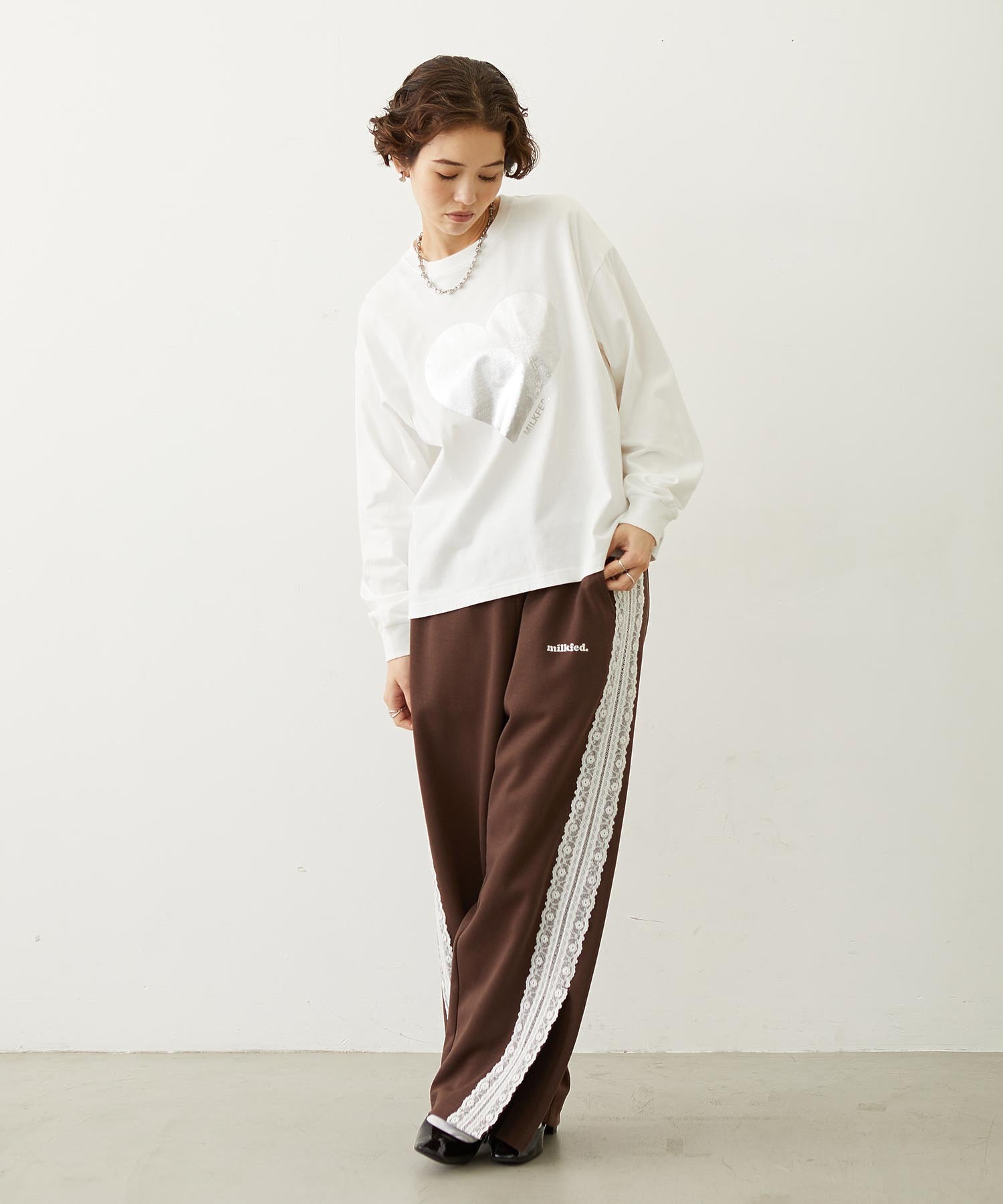 HEART FOIL PRINT L/S TEE