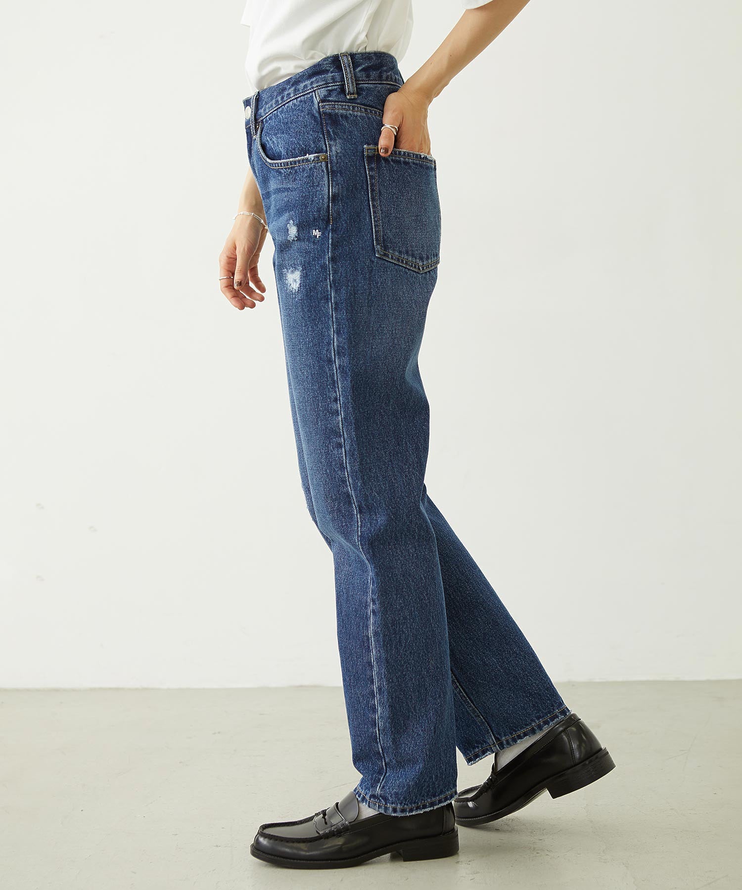 REPAIR DETAIL DENIM PANTS