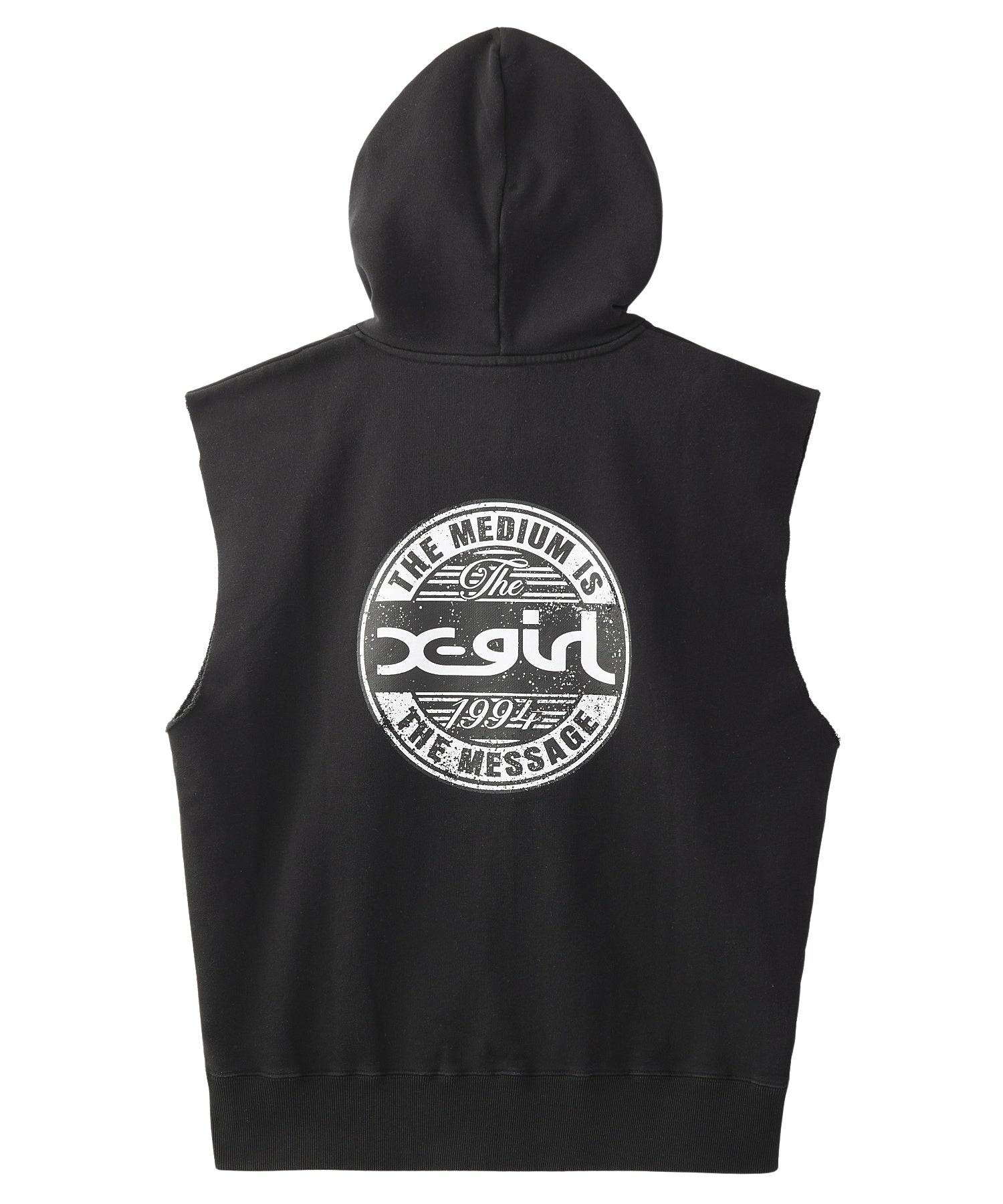 DISTRESSED CIRCLE LOGO ZIP UP SWEAT VEST