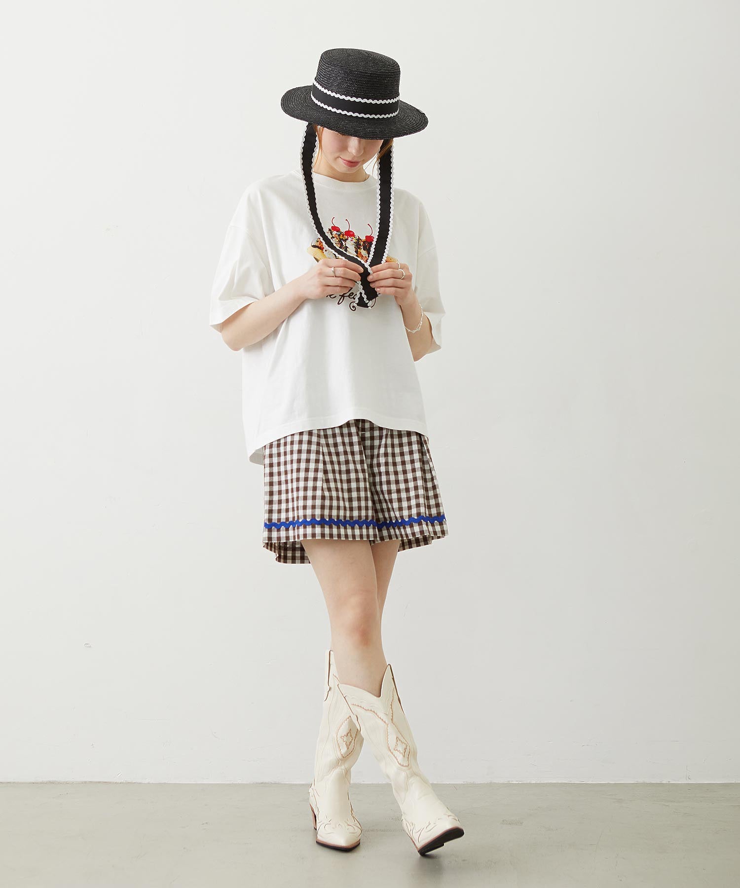 TRIMMED GINGHAM CHECK SHORTS