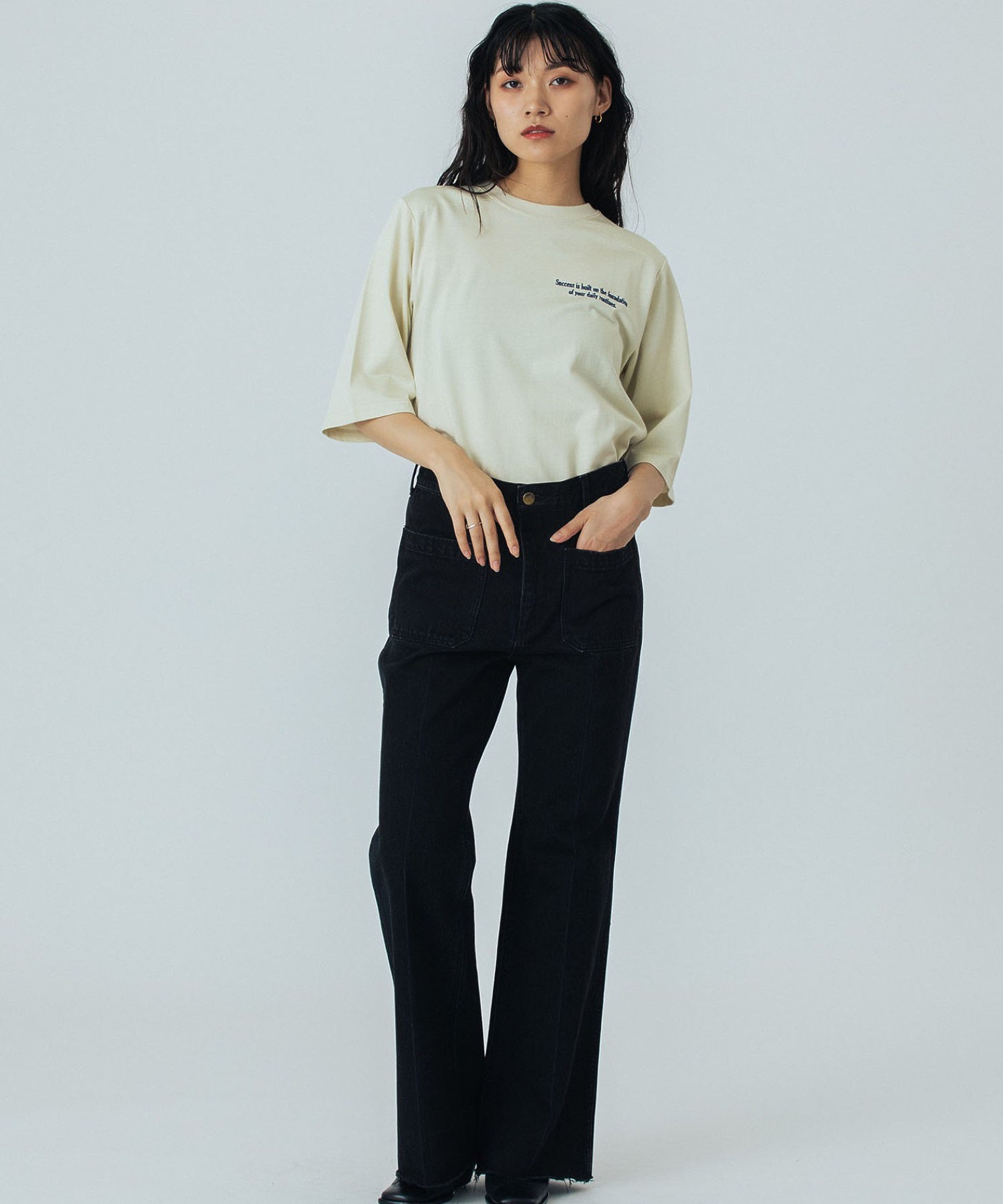 CREOLME/フレアデニムパンツ