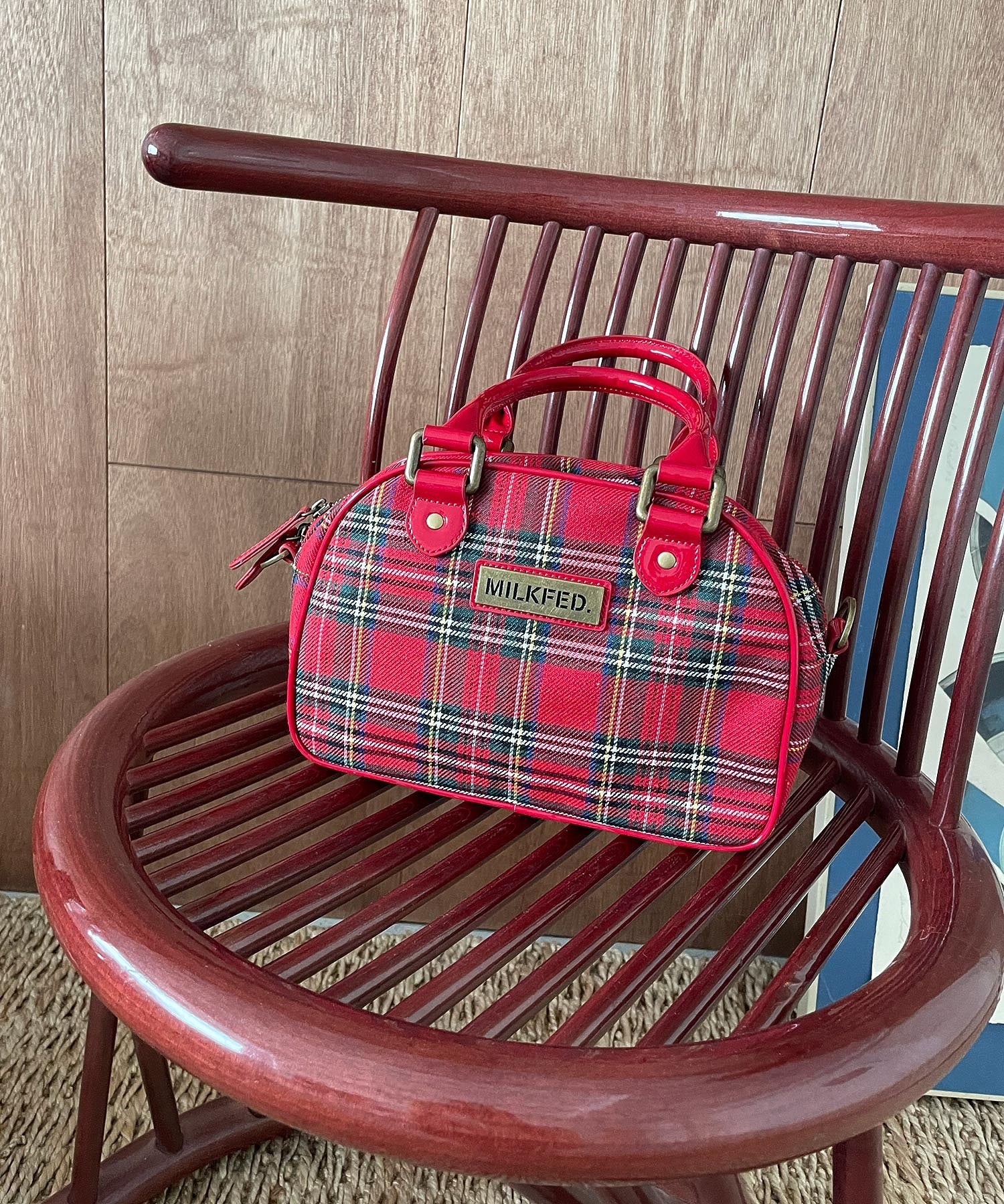 PLAID PATTERN BOSTON BAG