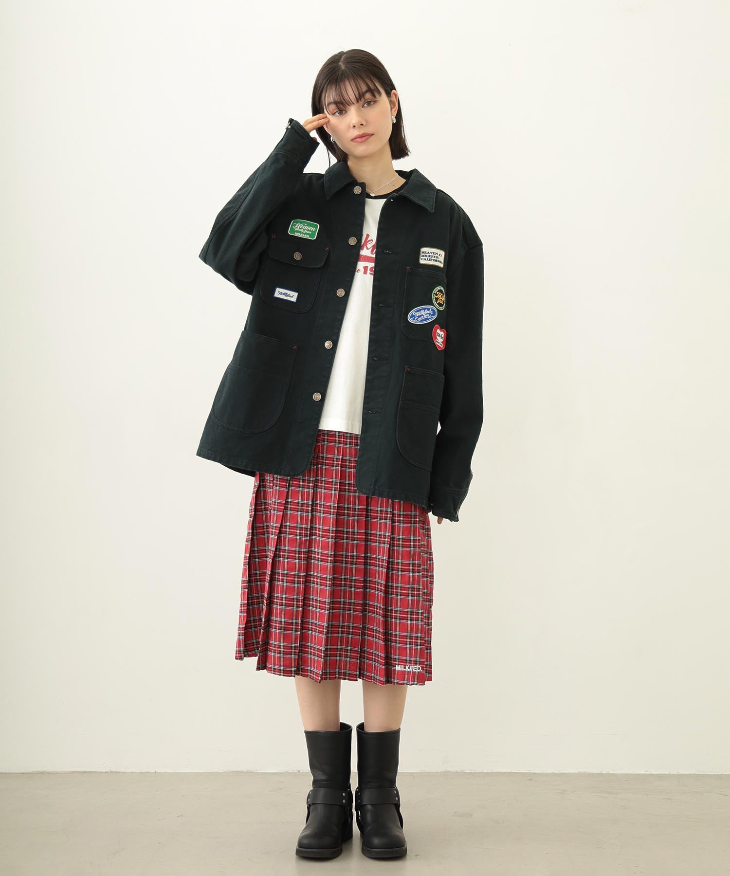 PLEATED PLAID SKIRT