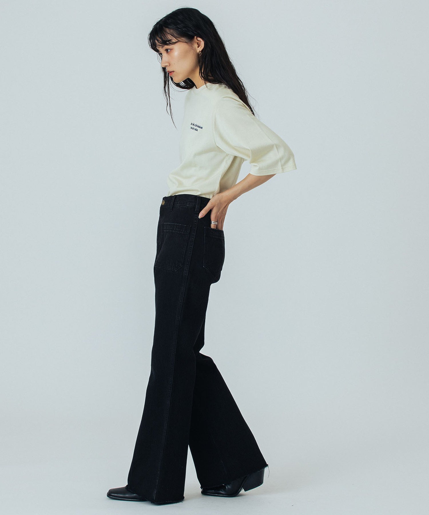 CREOLME/フレアデニムパンツ