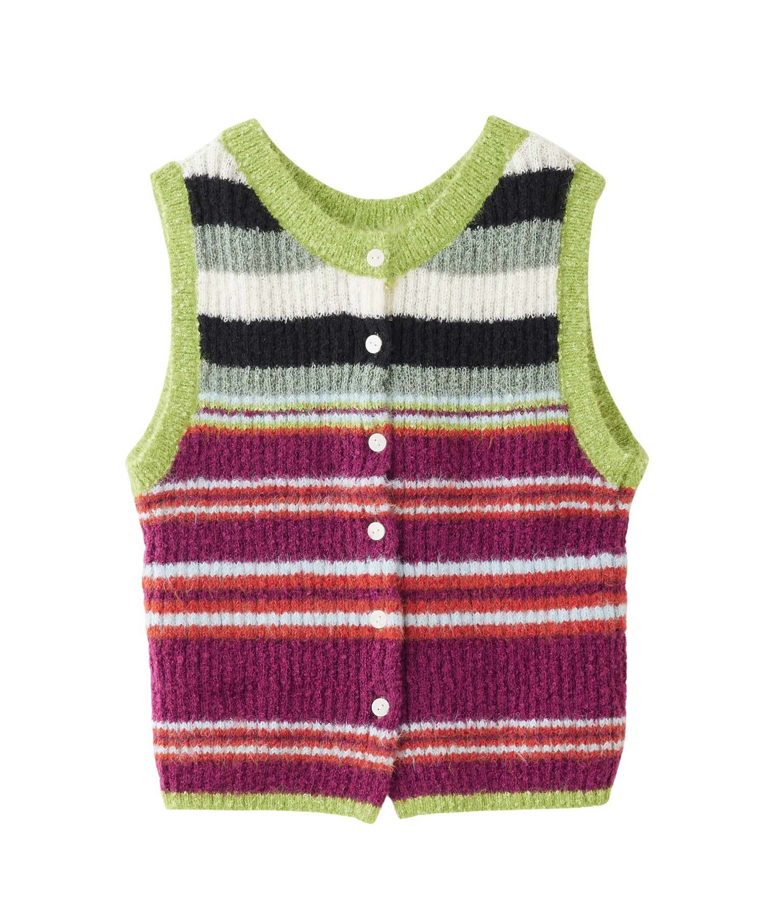 TWO-TYPE STRIPED KNIT VEST