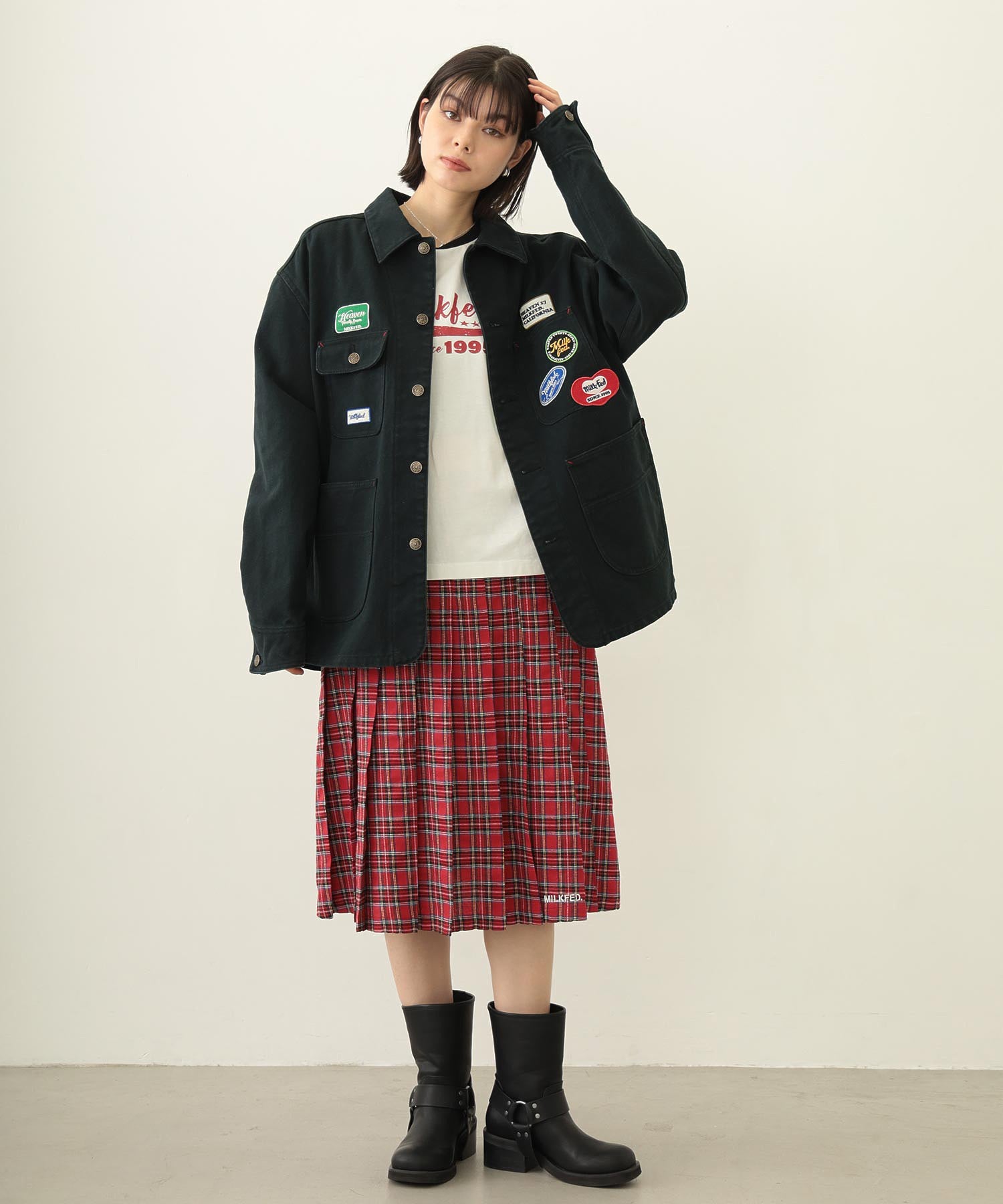 PLEATED PLAID SKIRT