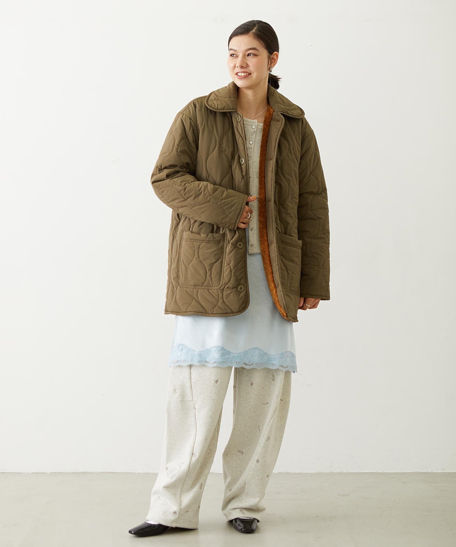 EMBROIDERED ROSE SWEAT WIDE PANTS