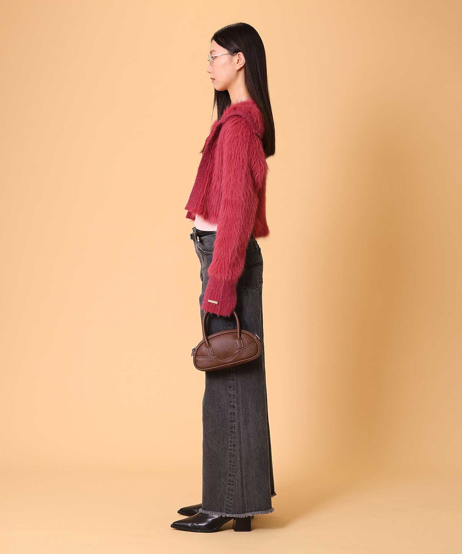 ビッグカラーシャギーニットカーディガン