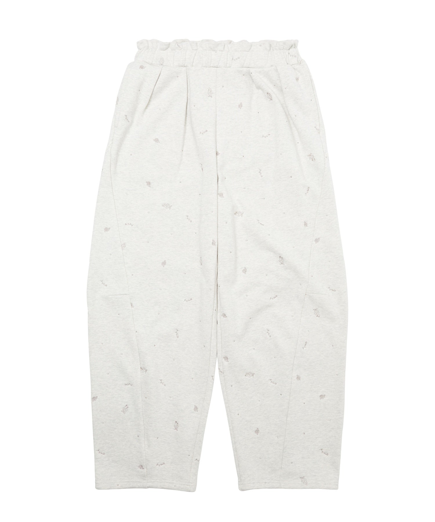 EMBROIDERED ROSE SWEAT WIDE PANTS