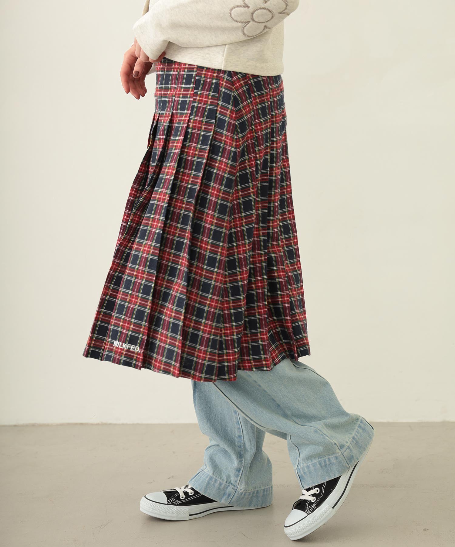 PLEATED PLAID SKIRT