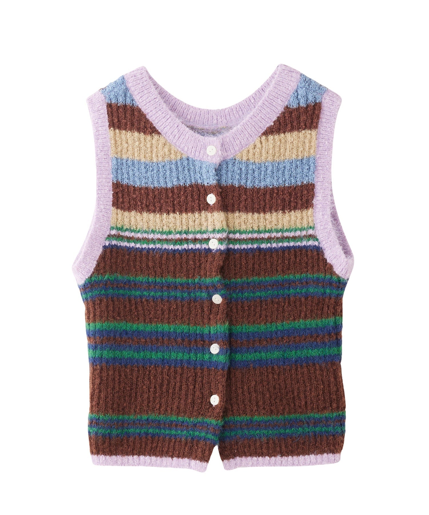 TWO-TYPE STRIPED KNIT VEST
