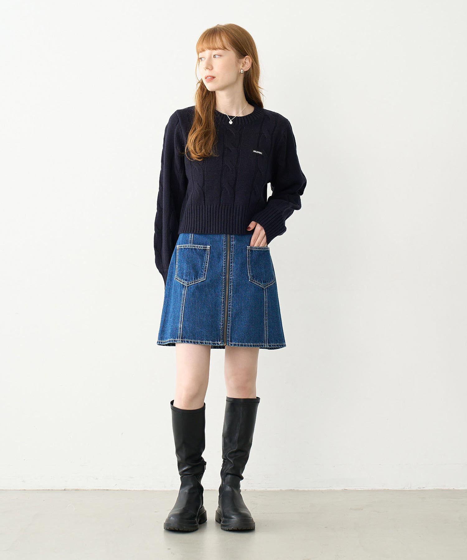 DENIM ZIP SKIRT