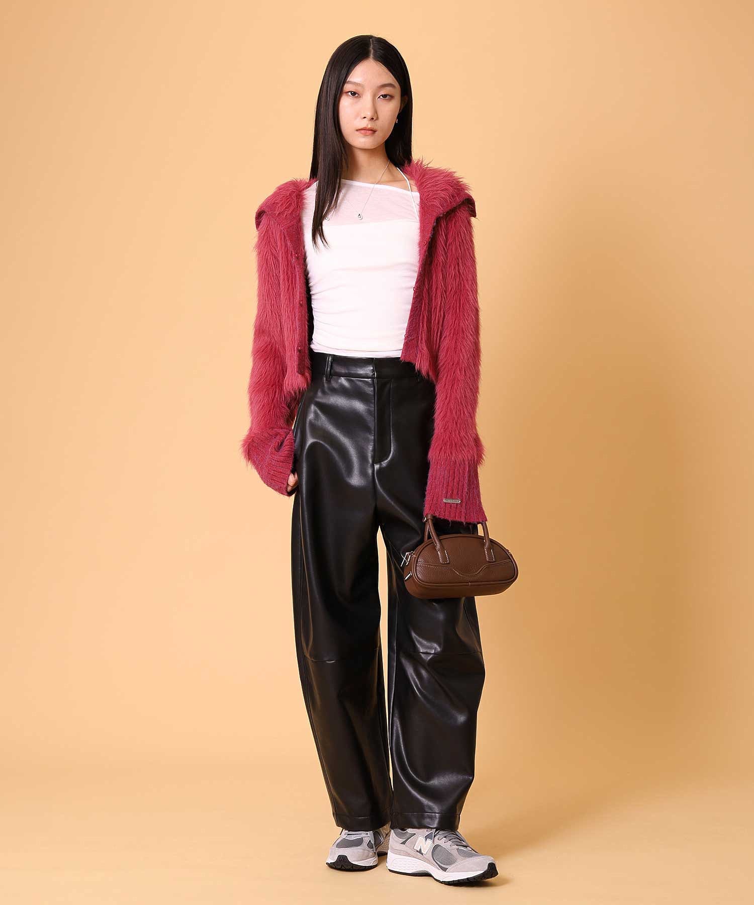 ビッグカラーシャギーニットカーディガン