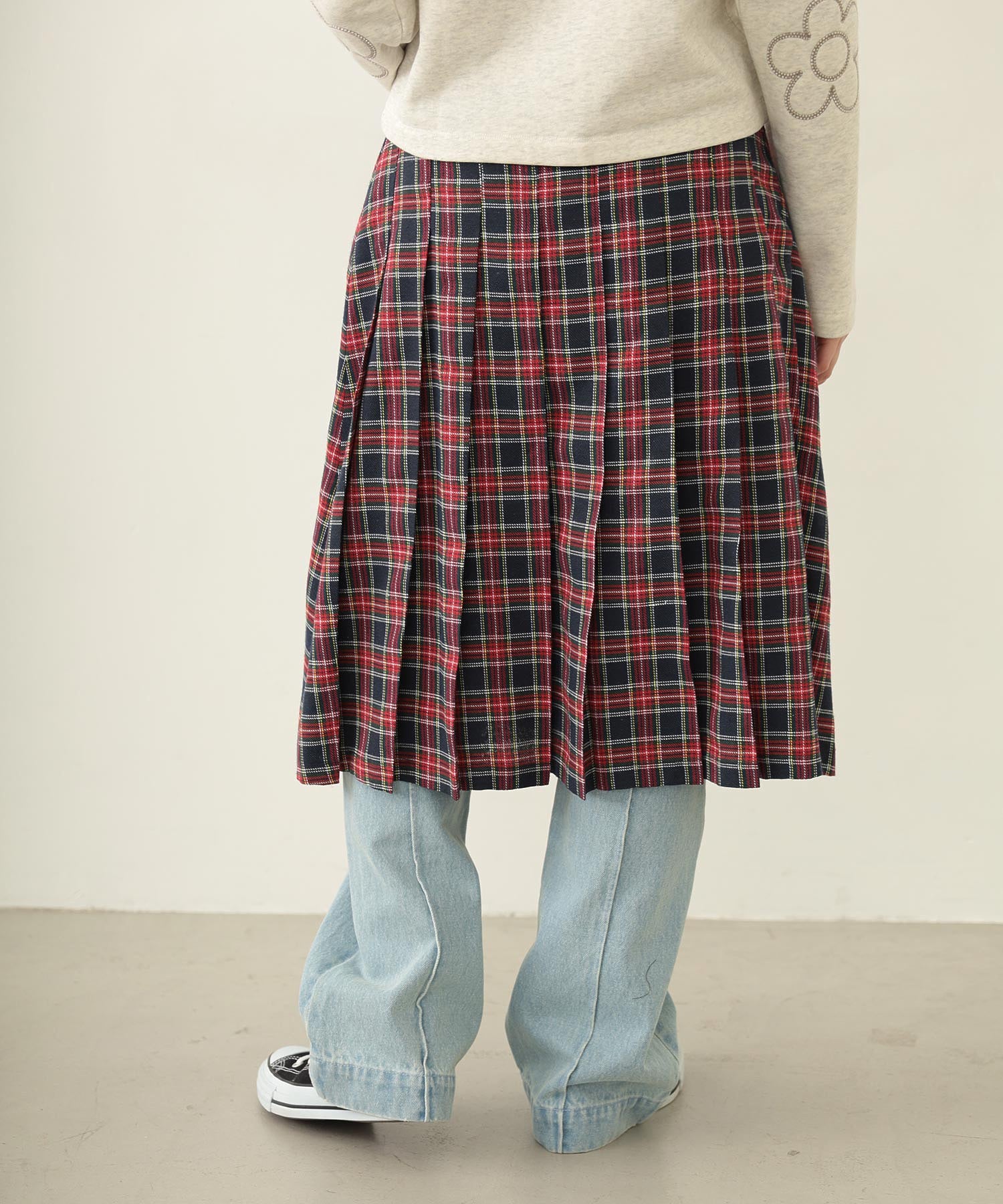 PLEATED PLAID SKIRT