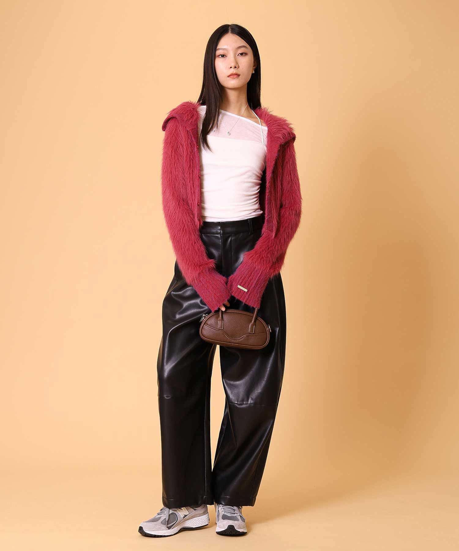 ビッグカラーシャギーニットカーディガン