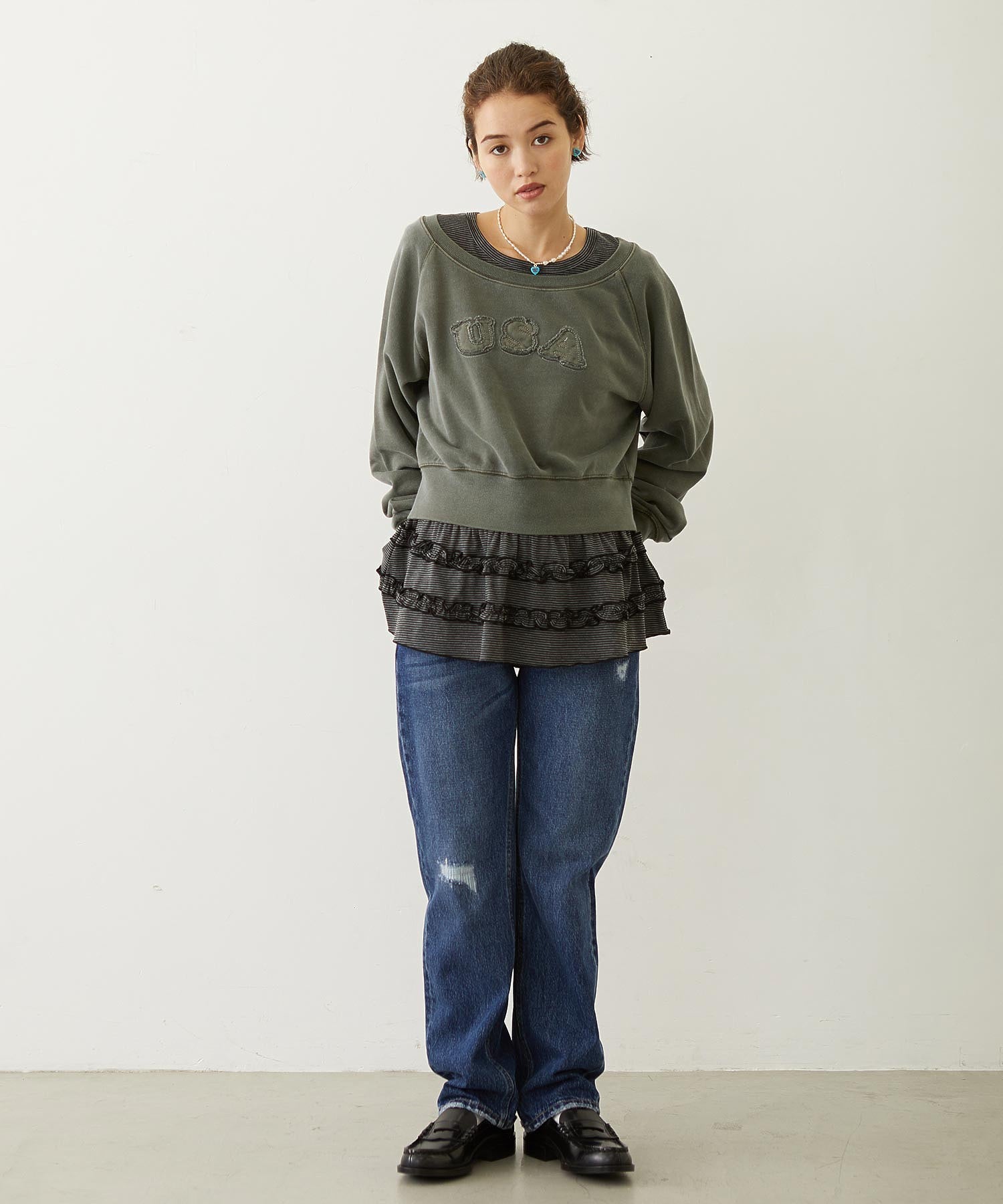 REPAIR DETAIL DENIM PANTS
