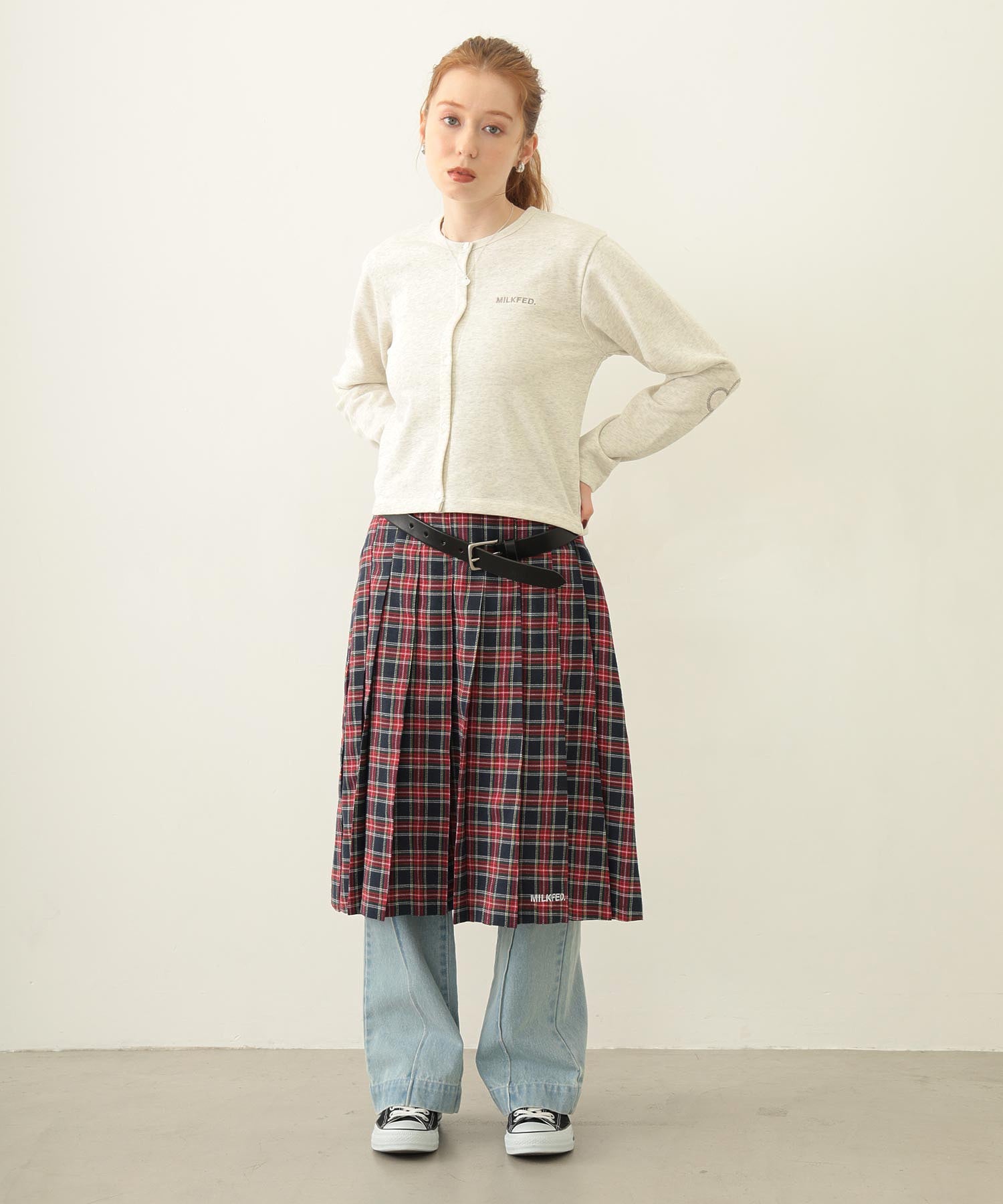 PLEATED PLAID SKIRT