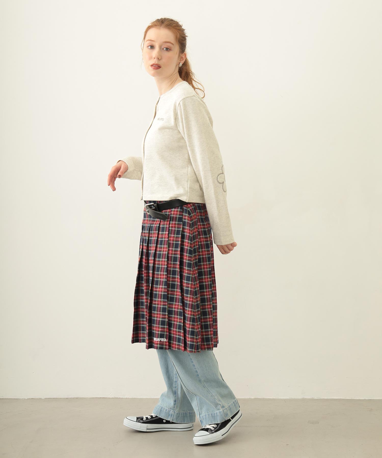 PLEATED PLAID SKIRT