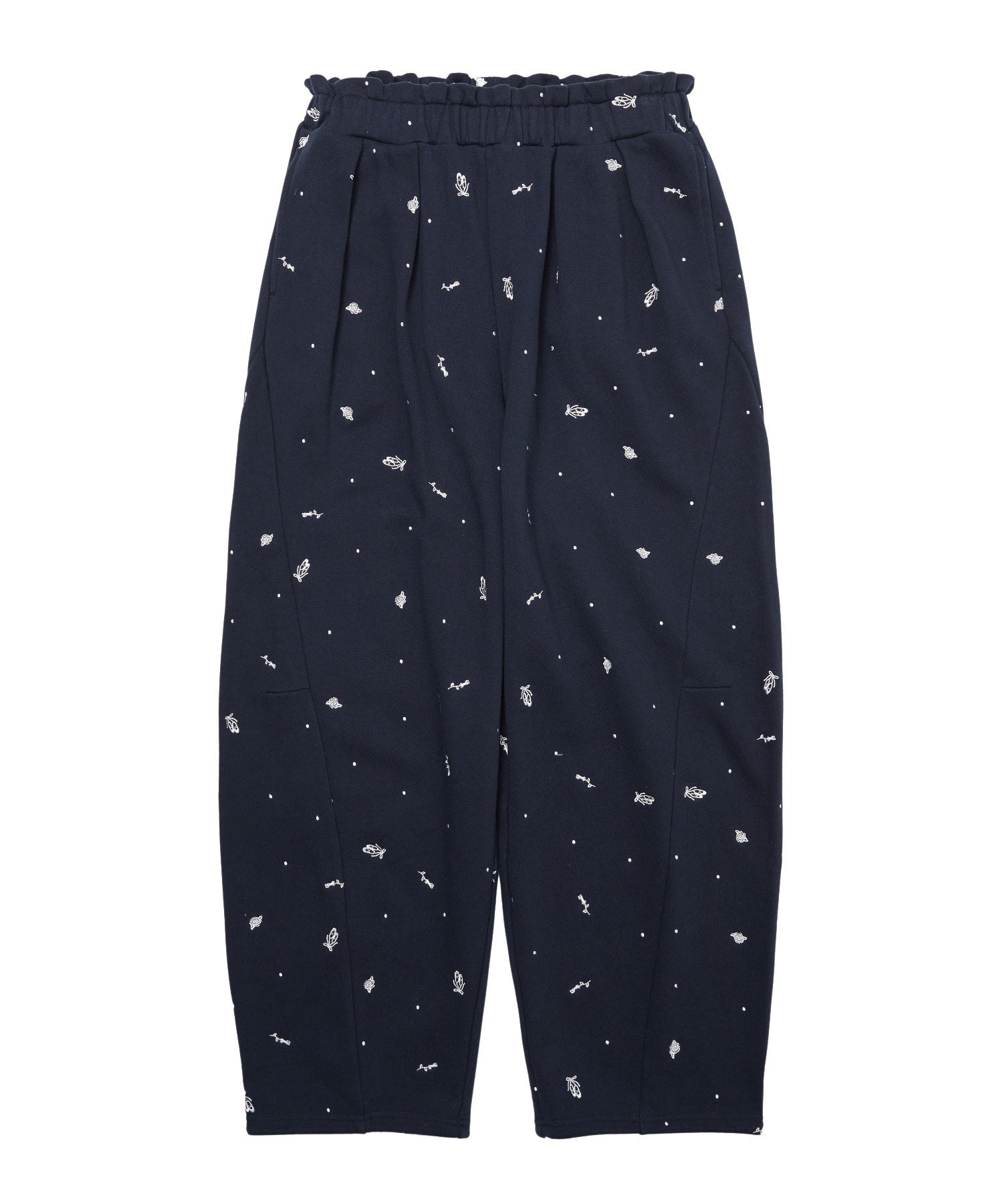 EMBROIDERED ROSE SWEAT WIDE PANTS