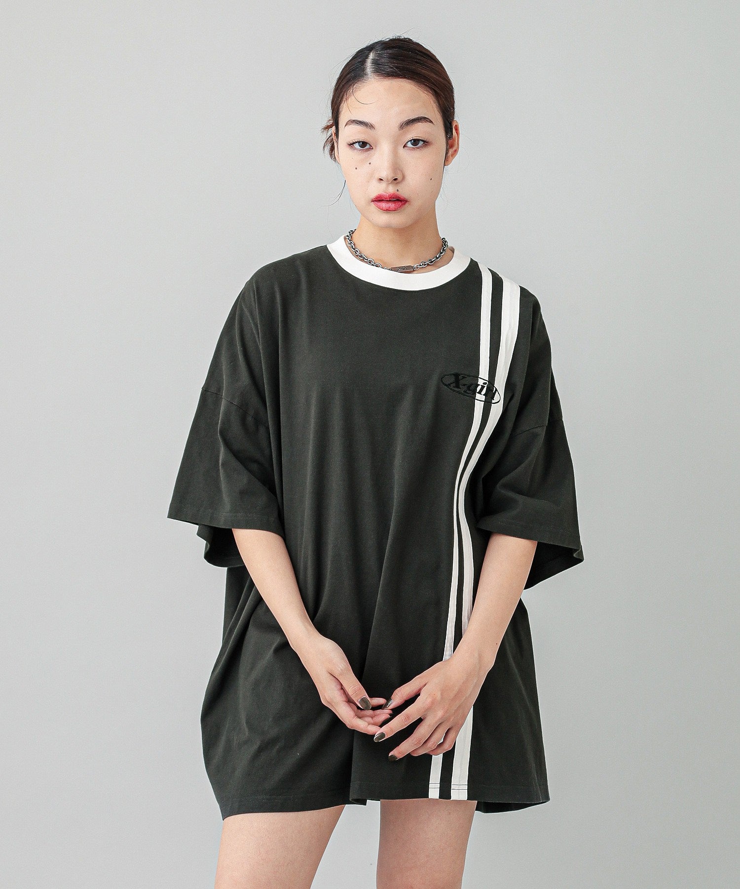 DOUBLE STRIPE S/S BIG TEE DRESS