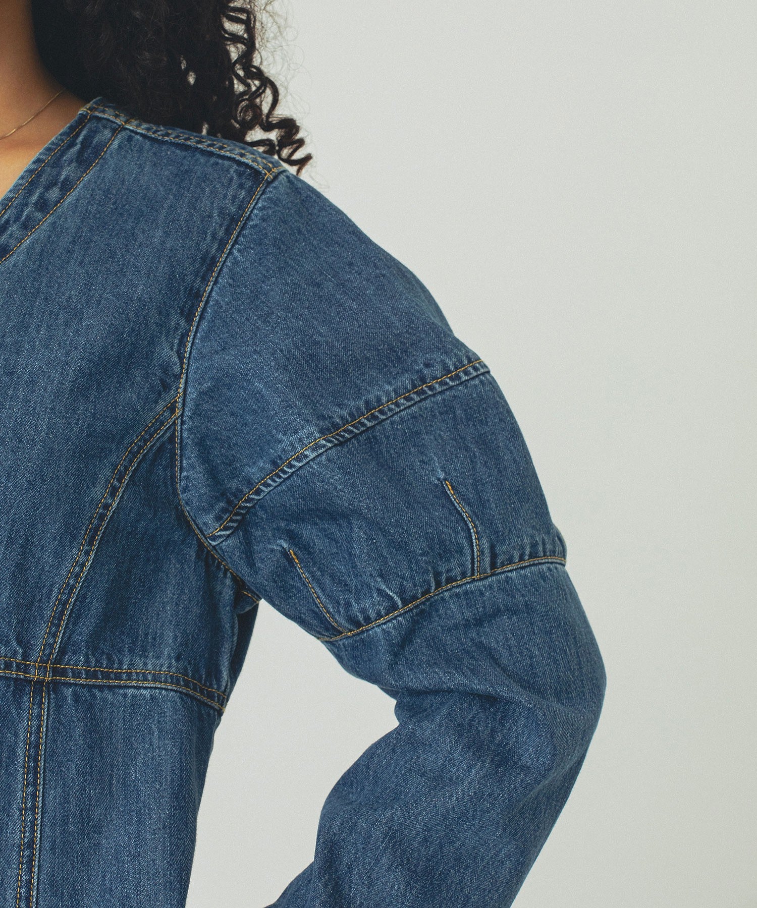 mici/DENIM VOLUME SLEEVE DRESS