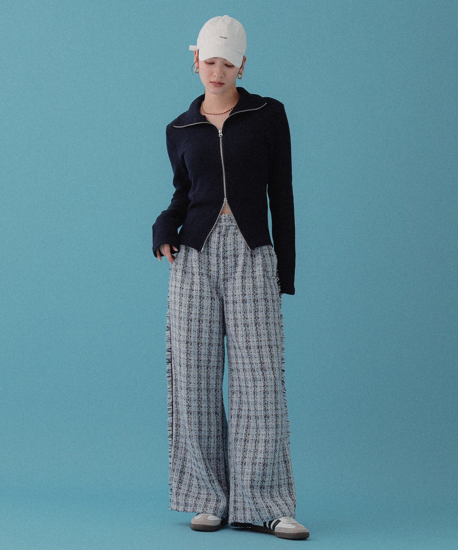 フェイクレザーミックスチェーンネックレス