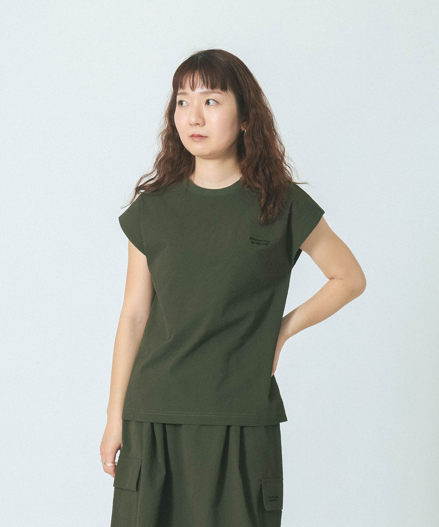 THOUSAND MILE×GENE HEAVENS/FRENCH SLEEVE TOP & MAXI CARGO SKIRT SET UP