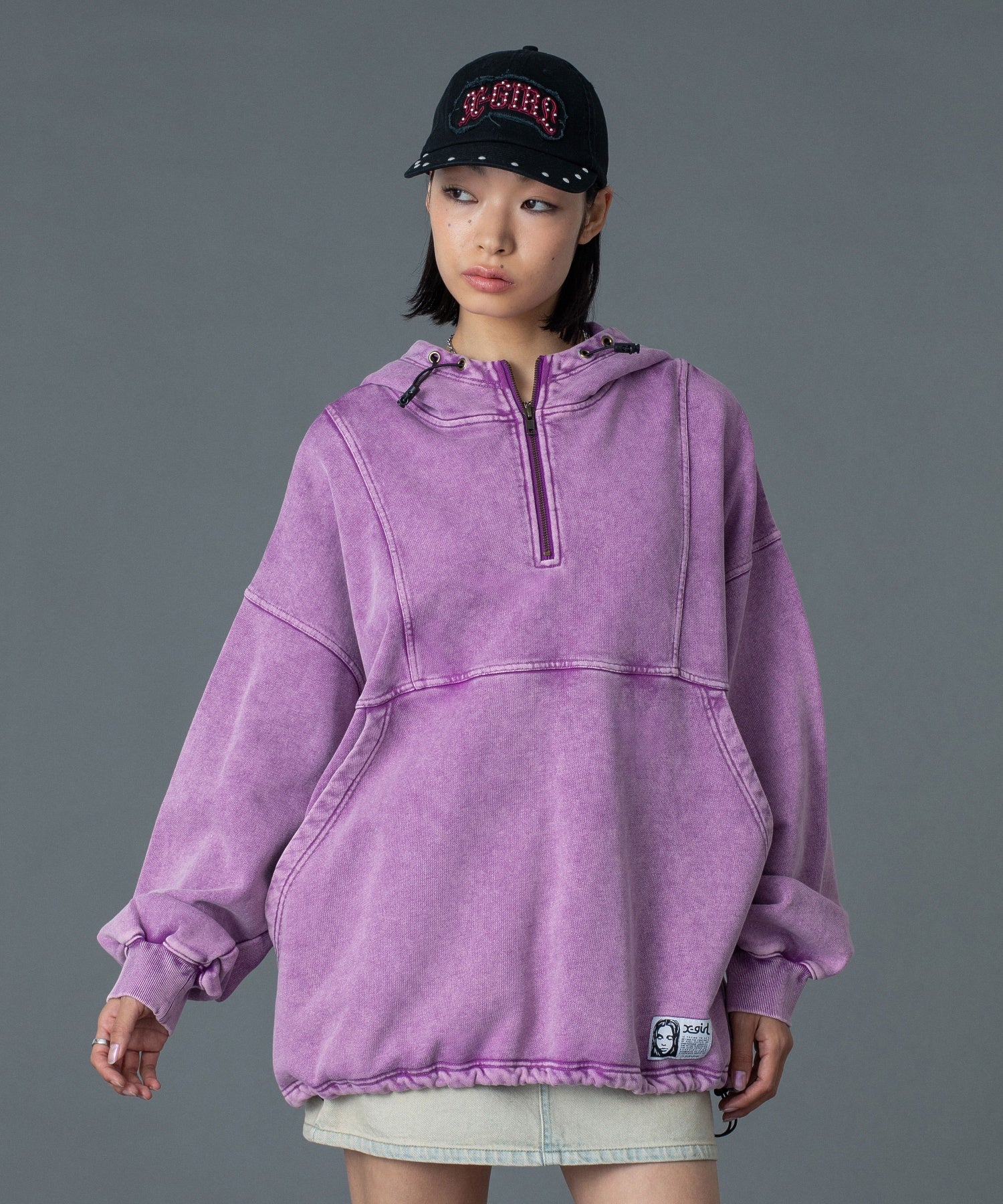 FADED FACE LABEL ANORAK SWEAT HOODIE