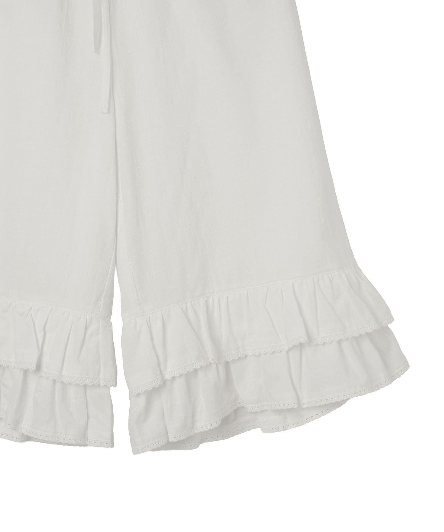PISCESS/LACE FRILL CAPRI PANTS