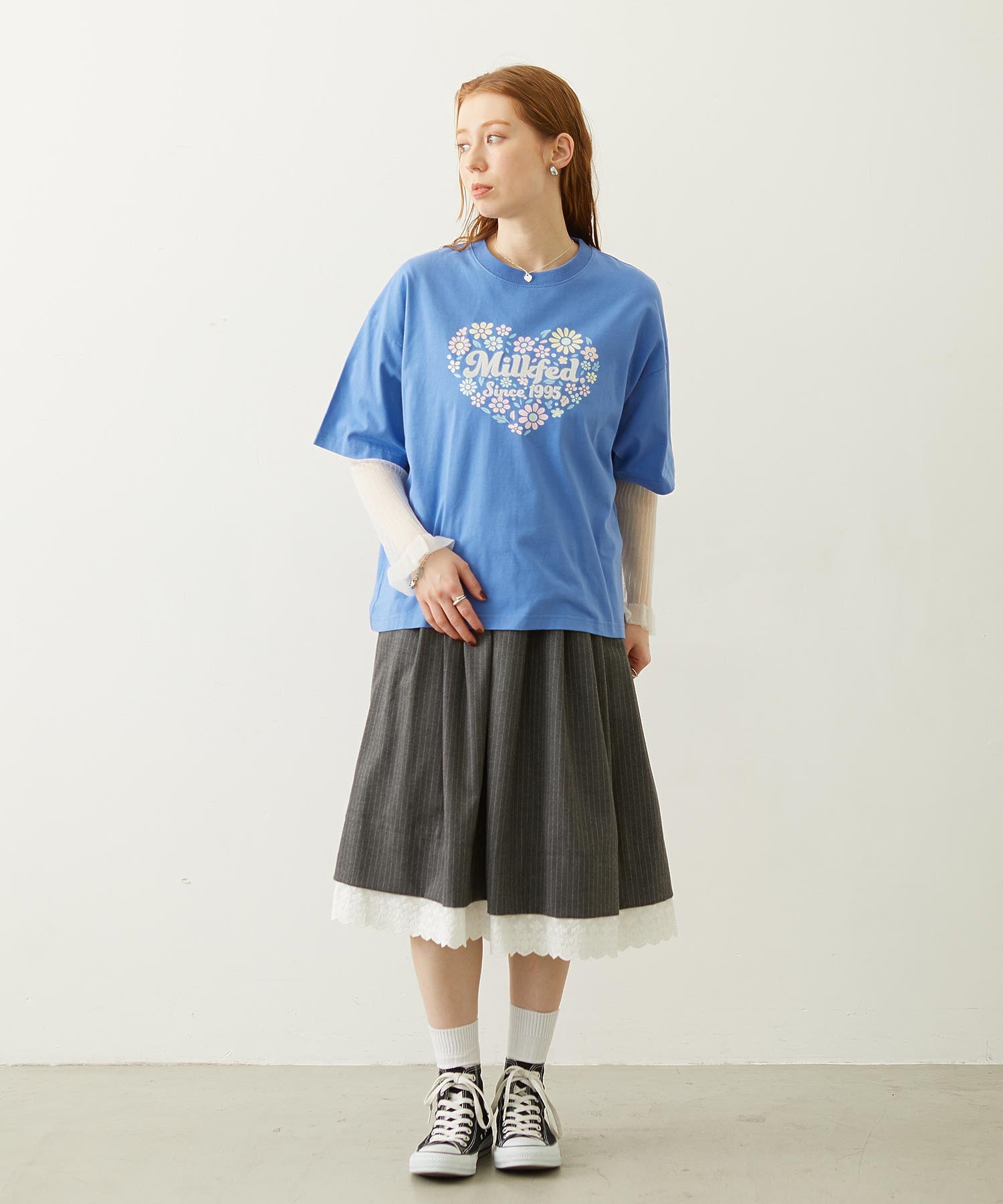 HEART FLOWER EMBROIDERY S/S TEE