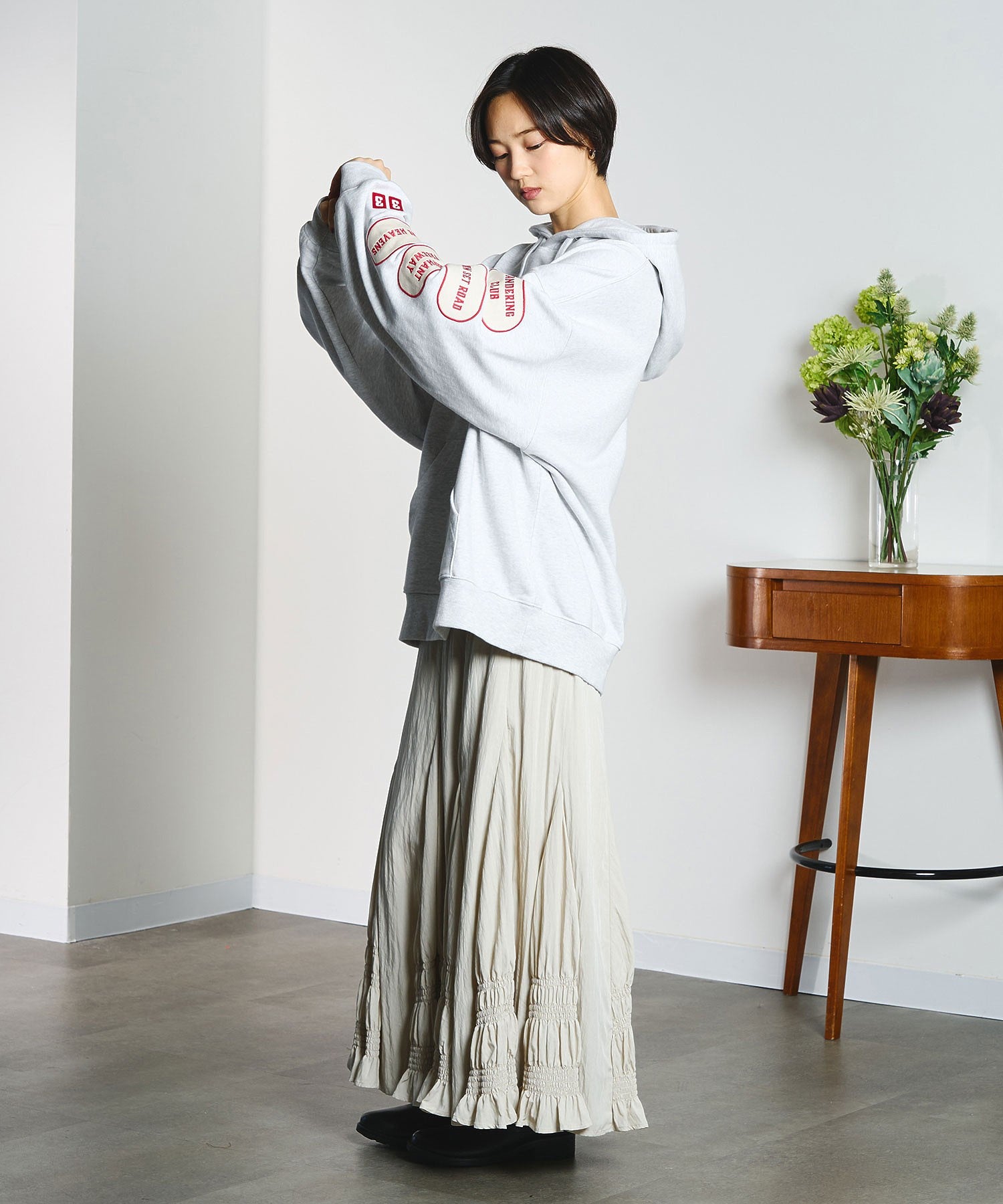 LONG SHIRRED SKIRT