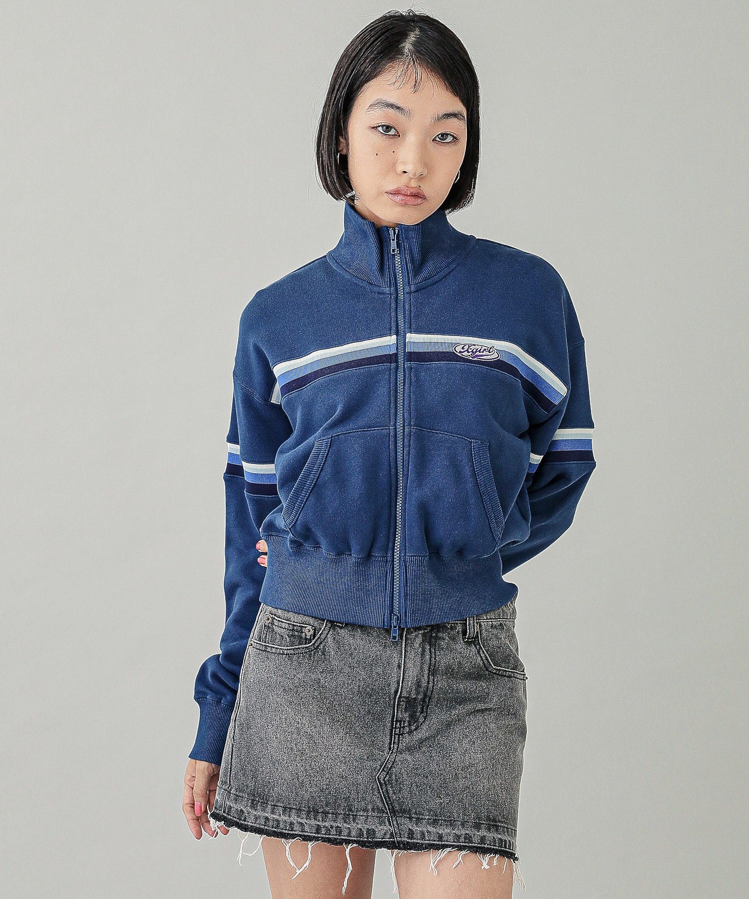 STRIPED COMPACT SWEAT TRACK TOP