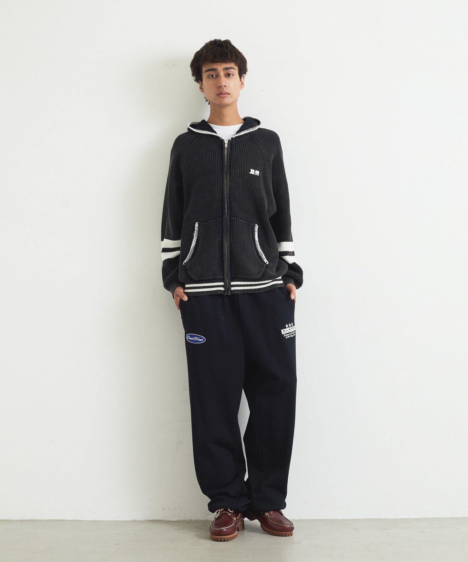 FADED ZIP HOODED SWEATER