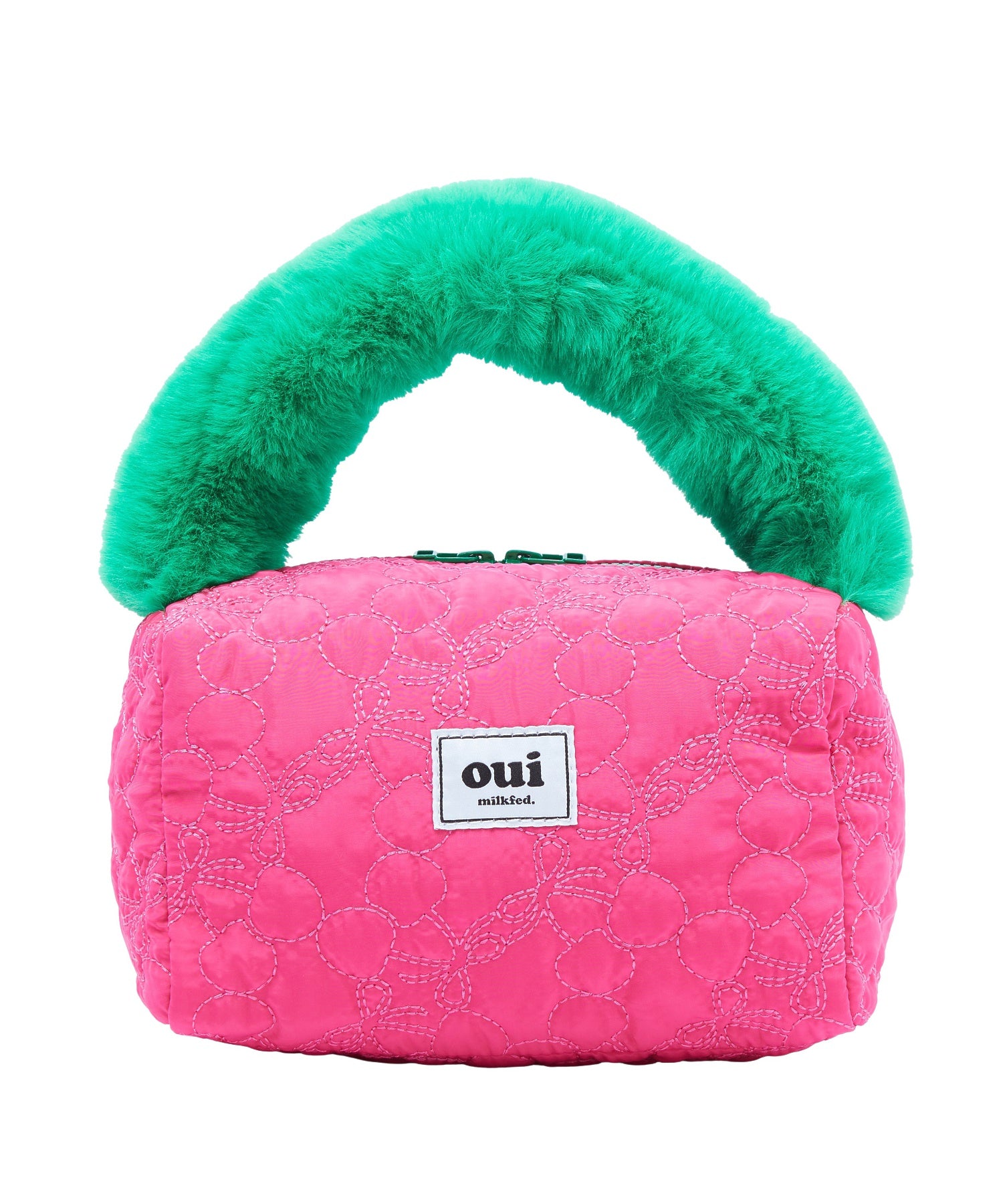 CHERRY QUILTED FUR HANDLE BAG