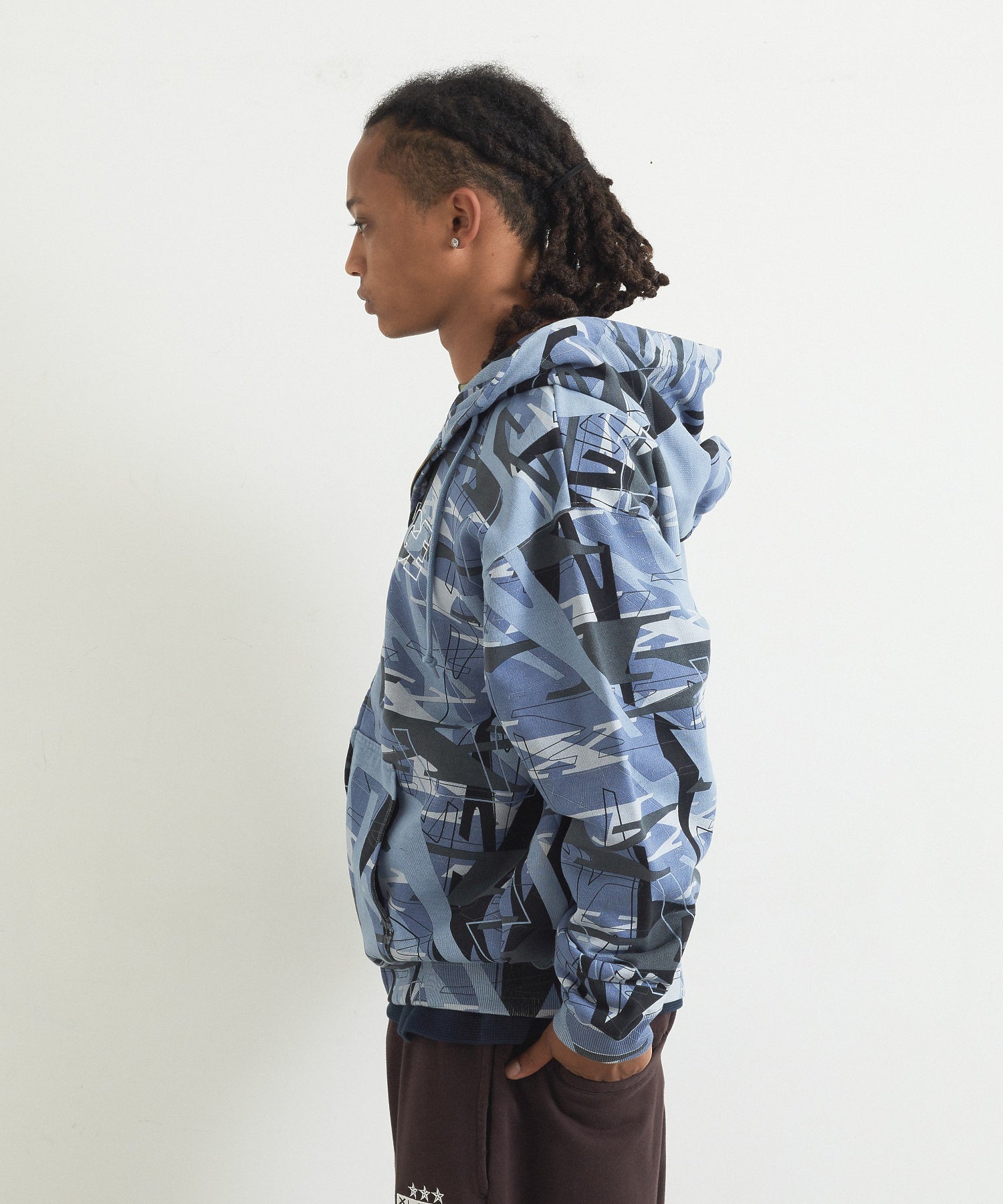 ALLOVER PRINT ZIP HOODED SWEATSHIRT