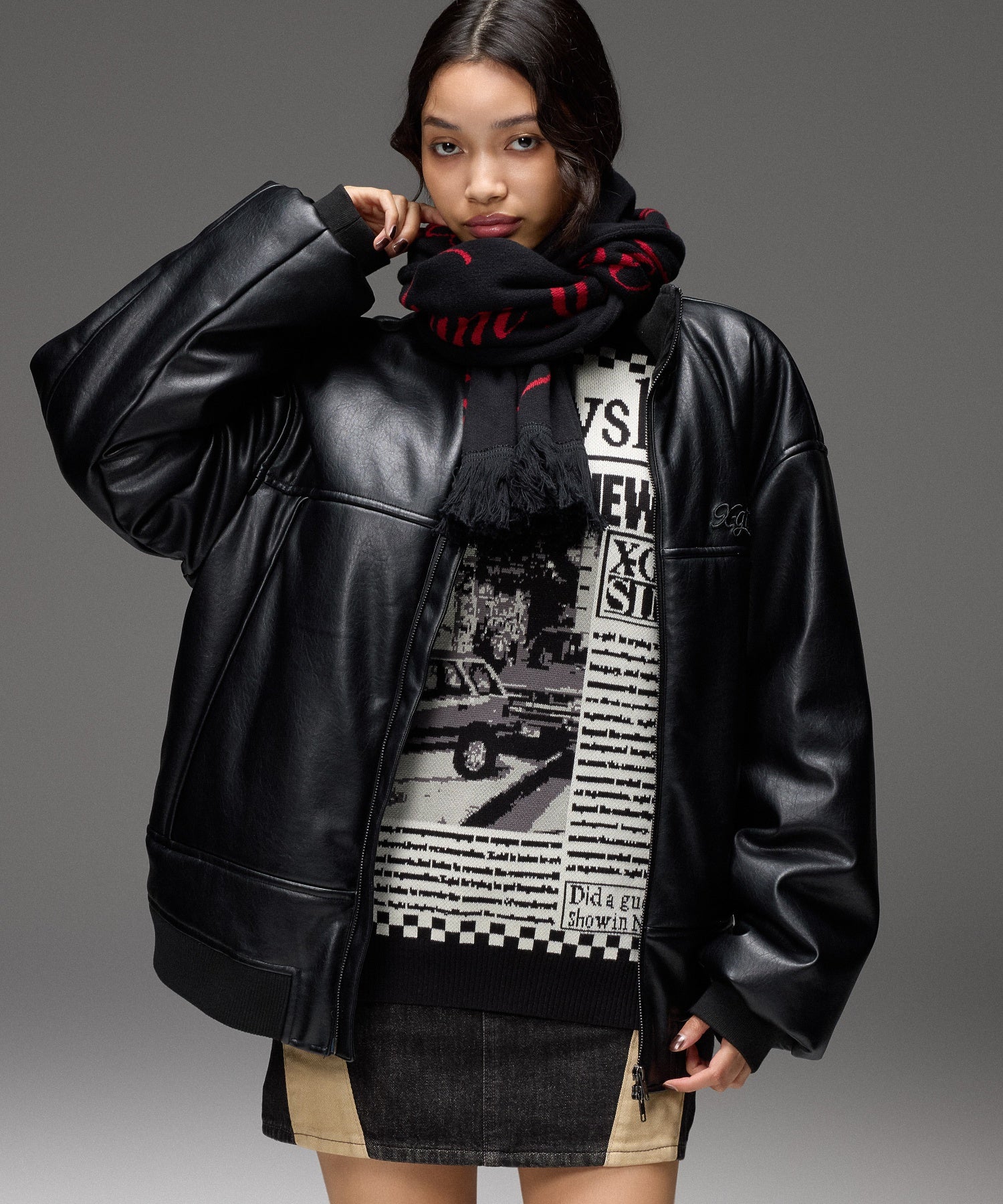 MIXED FONT LOGO KNIT SCARF