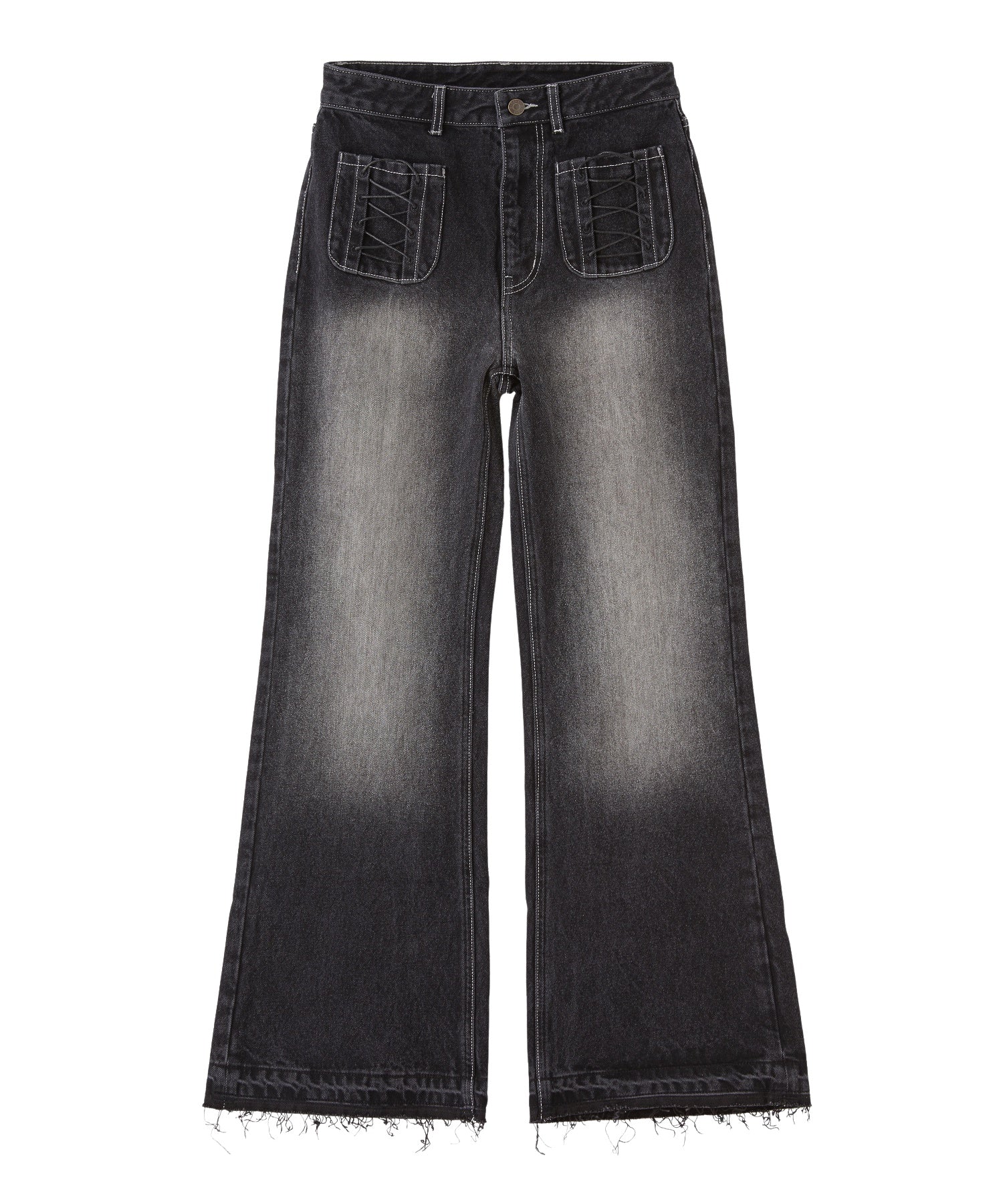 HEART POCKET FLARE DENIM PANTS