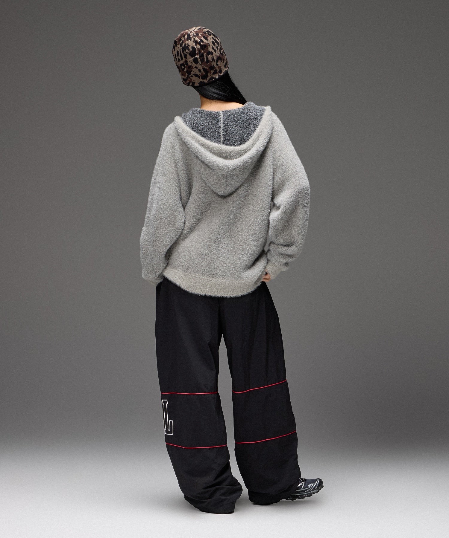 SHAGGY KNIT ZIP UP HOODIE