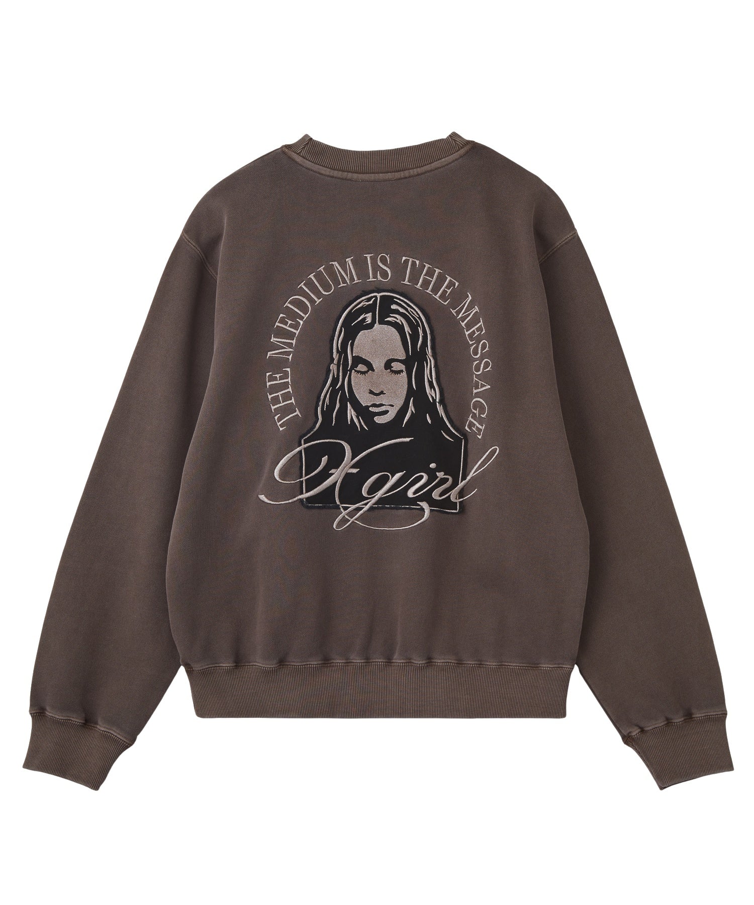 PIGMENT DYED FACE PATCH AND LOGO CREWNECK SWEATSHIRT